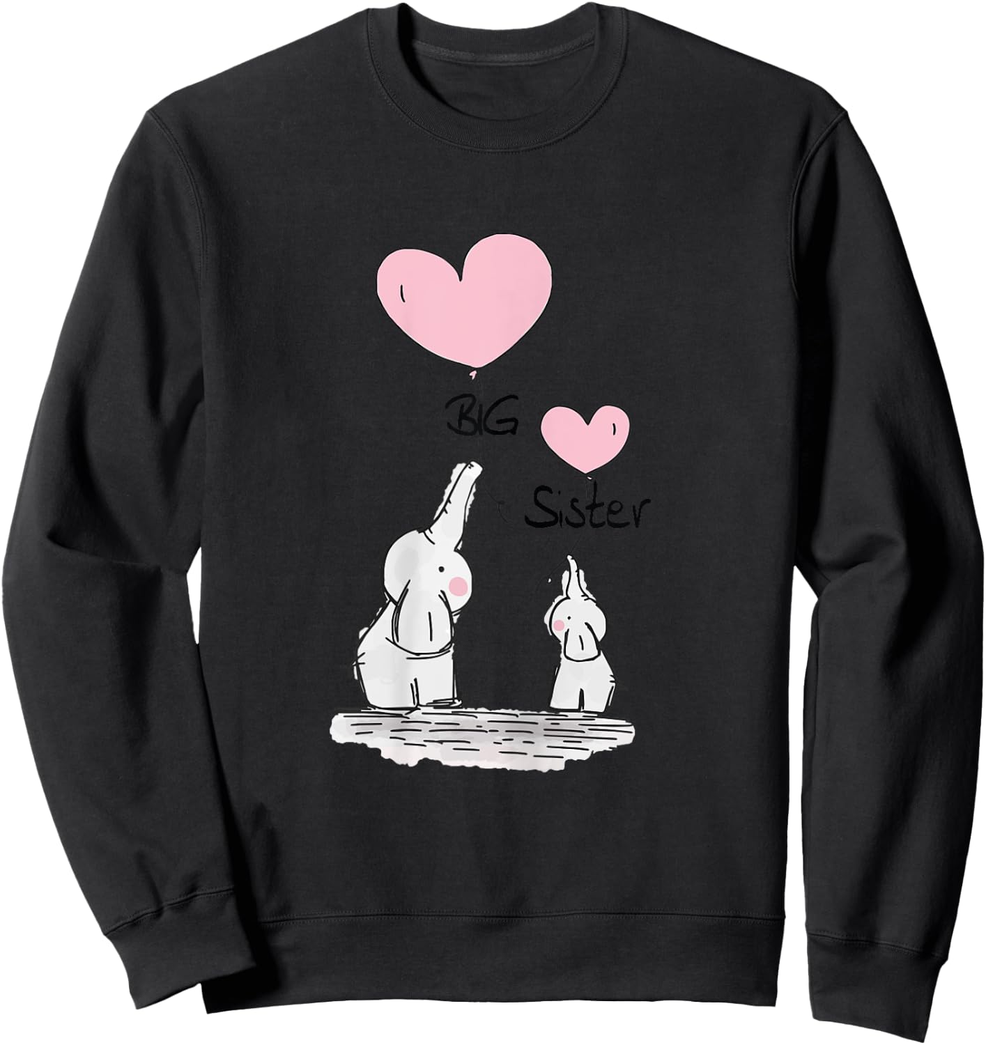 Big Sister Cute Elephants Gift Toddler Siblings Sweatshirt - Sweatshirt | Black