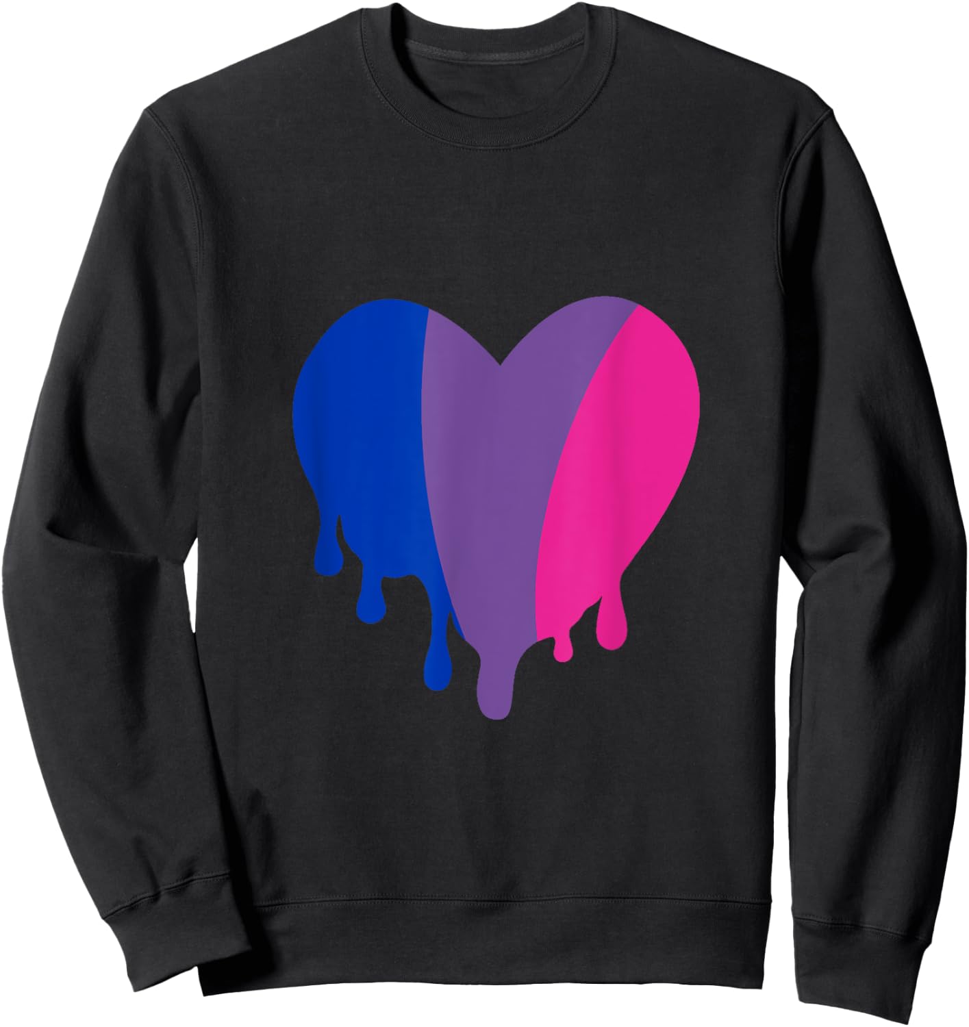 Blue Purple and Pink Dripping Heart Sweatshirt - Sweatshirt | Black