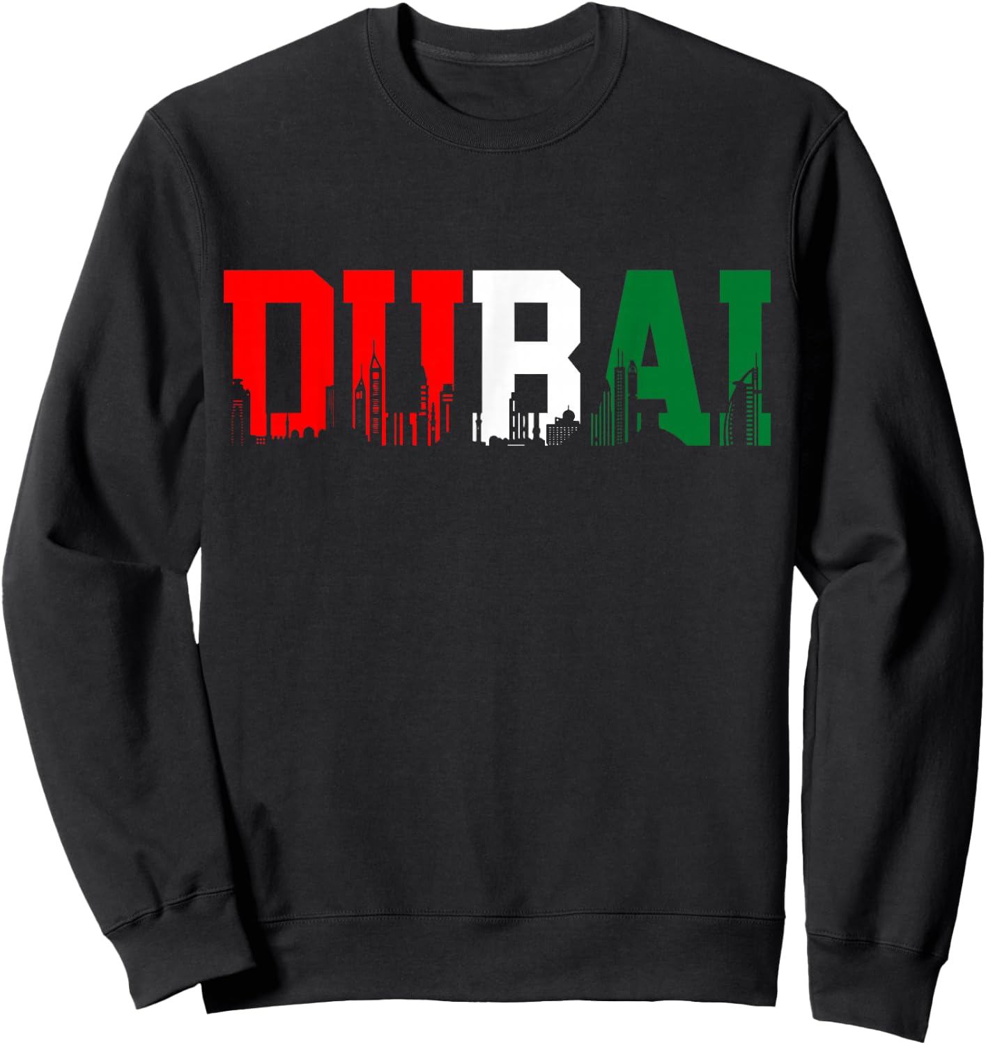 Dubai Skyline Flag United Arab Emirates UAE Souvenir Sweatshirt - Sweatshirt | Black