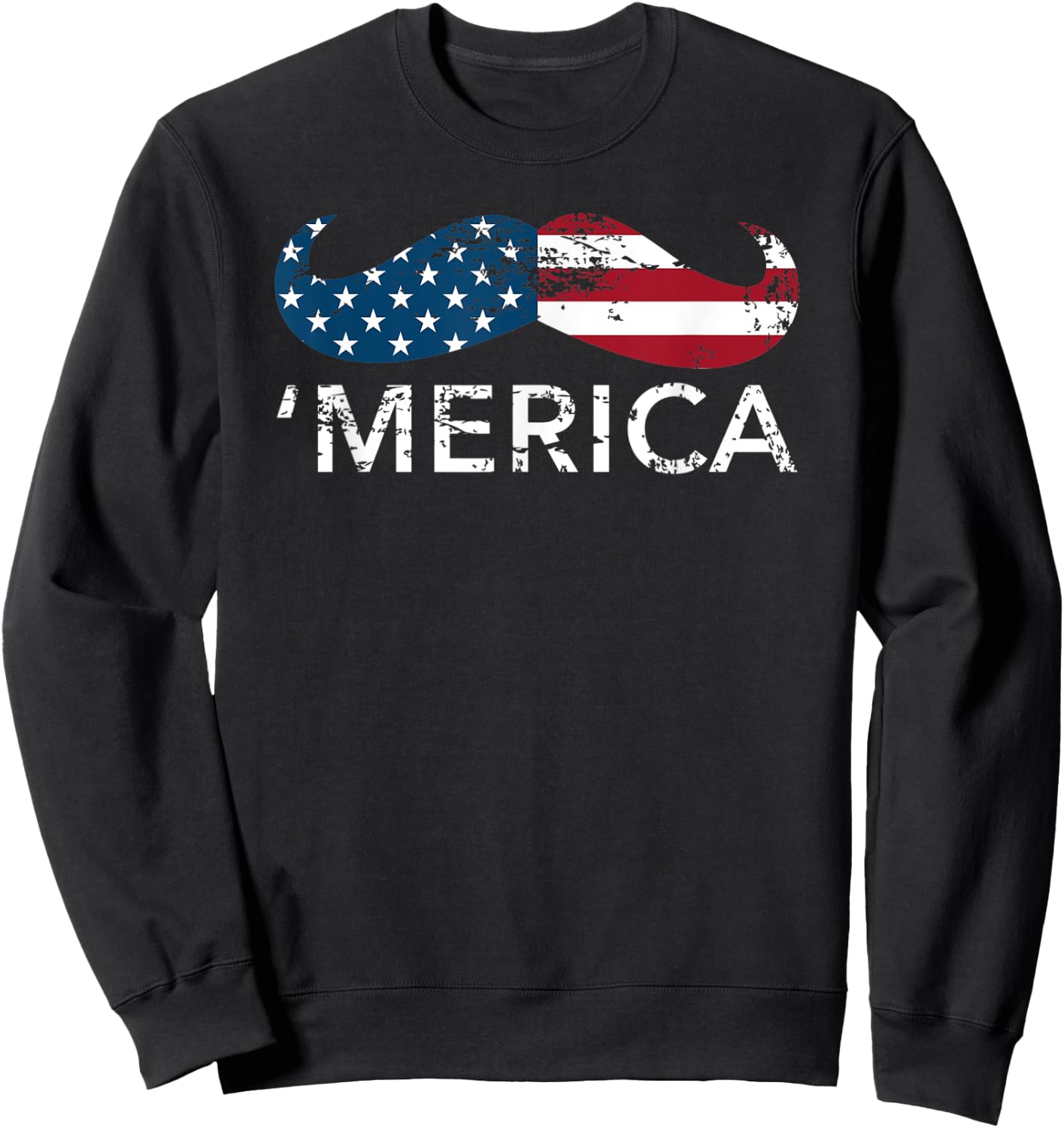 'Merica mustache Patriotic Memorial Day shirt Kids Men Sweatshirt - Sweatshirt | Black