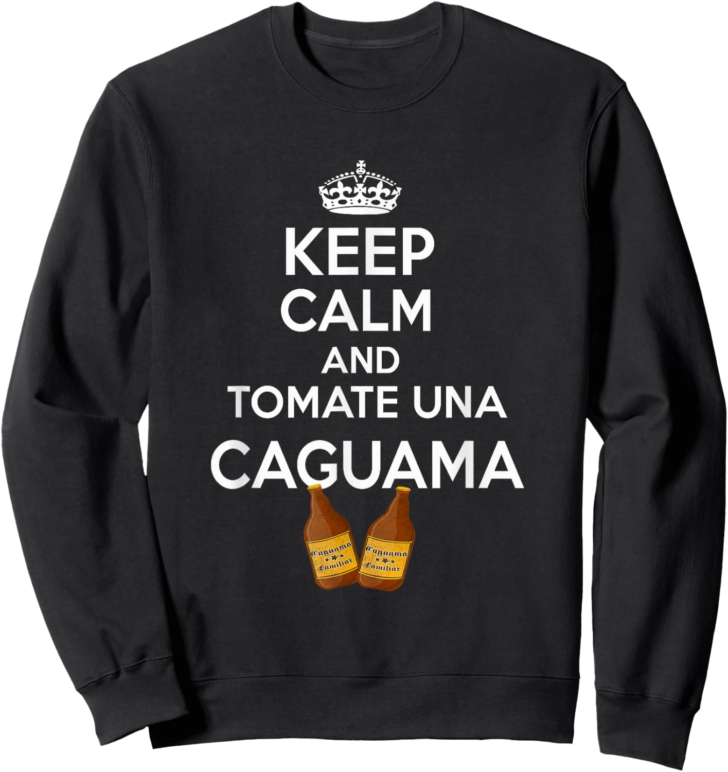 Caguama Shirt Dia del Padre Regalo Espanol Keep Calm Camisa Sweatshirt - Sweatshirt | Black