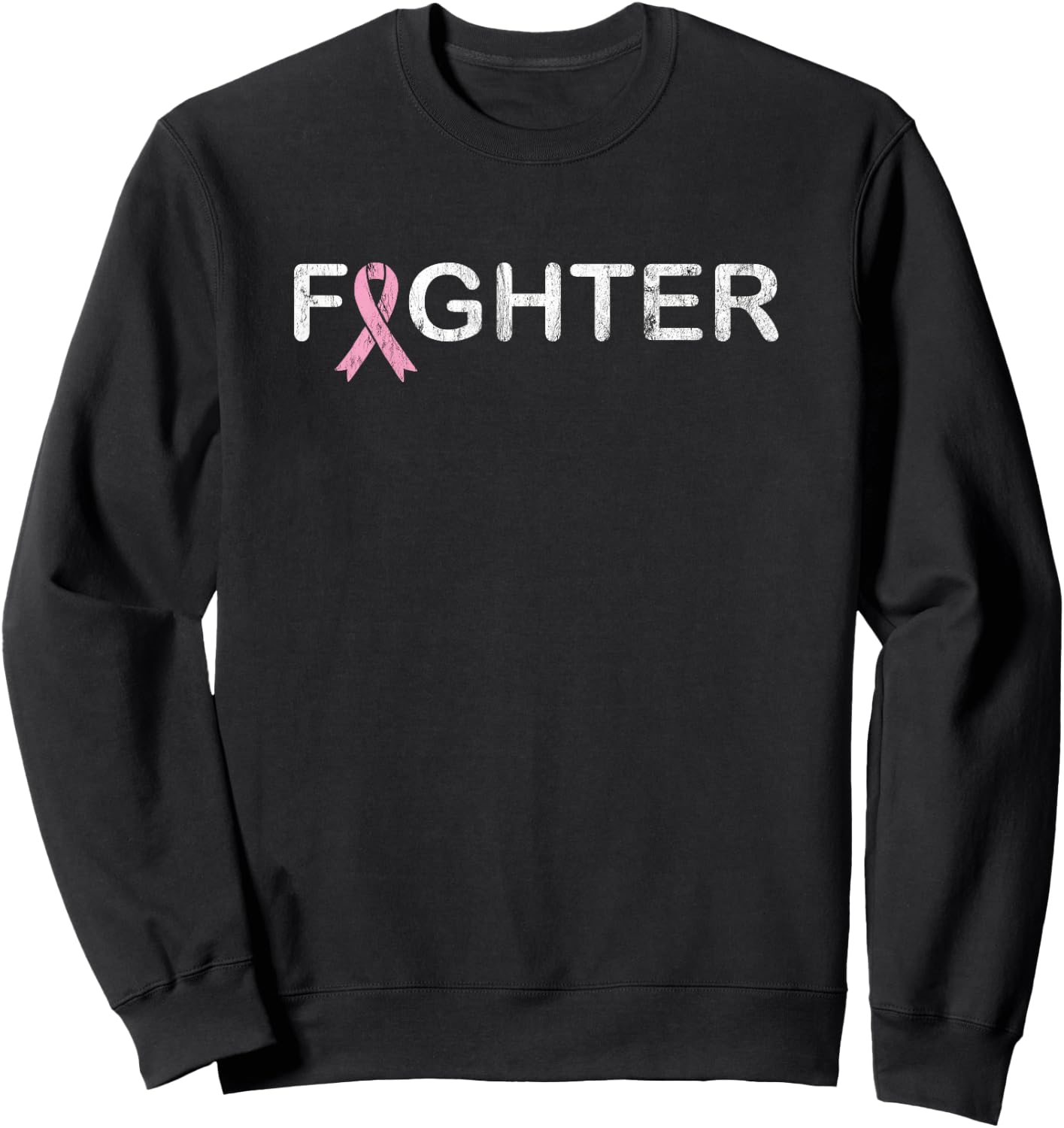 Breast Cancer Fighter - World Cancer Day Pink Ribbon Sweatshirt - Sweatshirt | Black