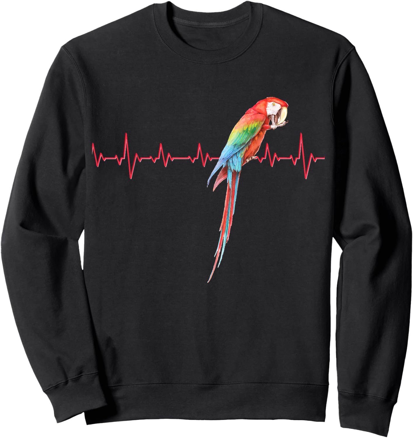Macaw Heartbeat - Parrot and Macaws Gift Sweatshirt - Sweatshirt | Black