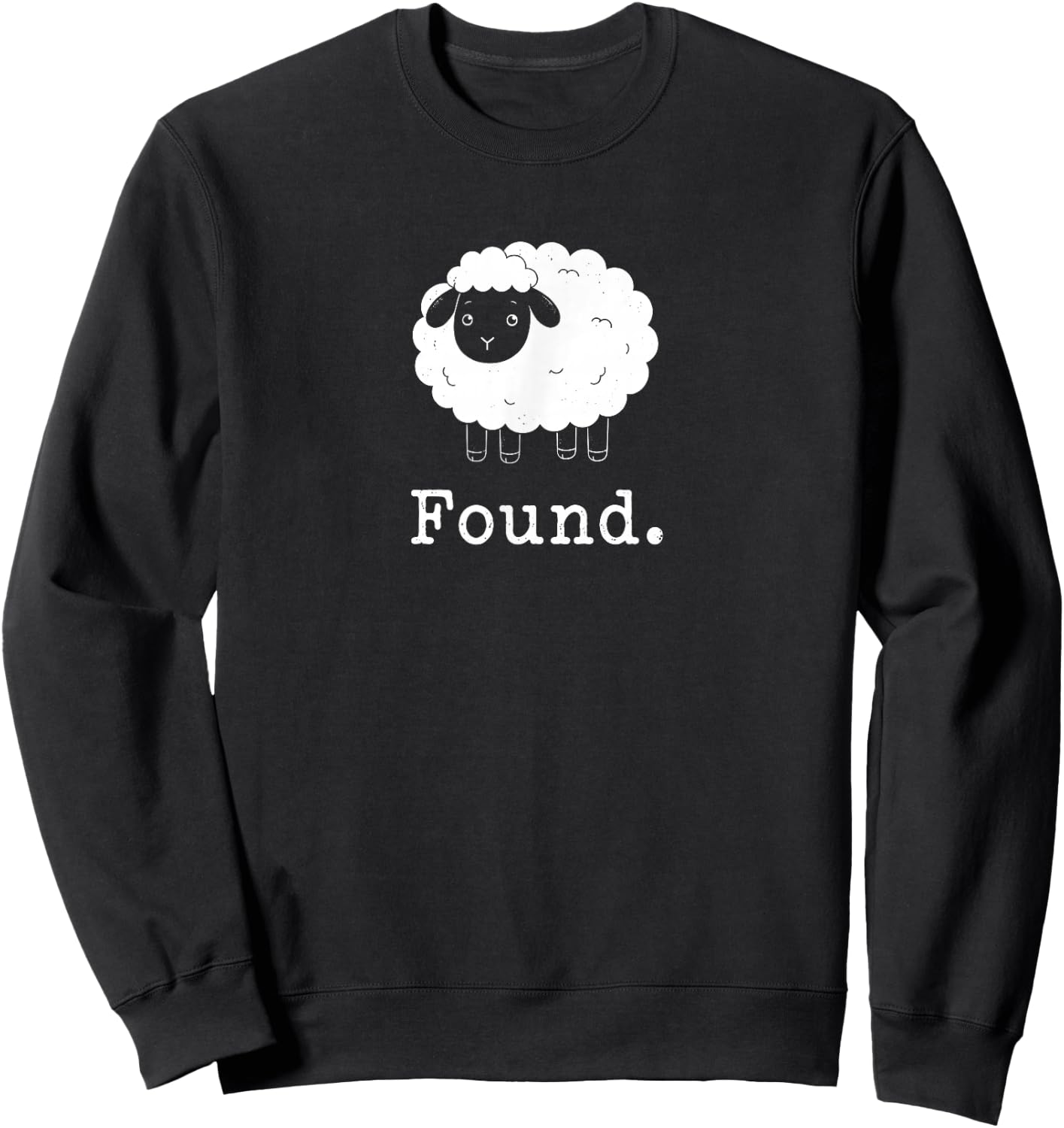 Found Minimalist Sheep Christian Psalm 23 Lamb Christian Sweatshirt - Sweatshirt | Black