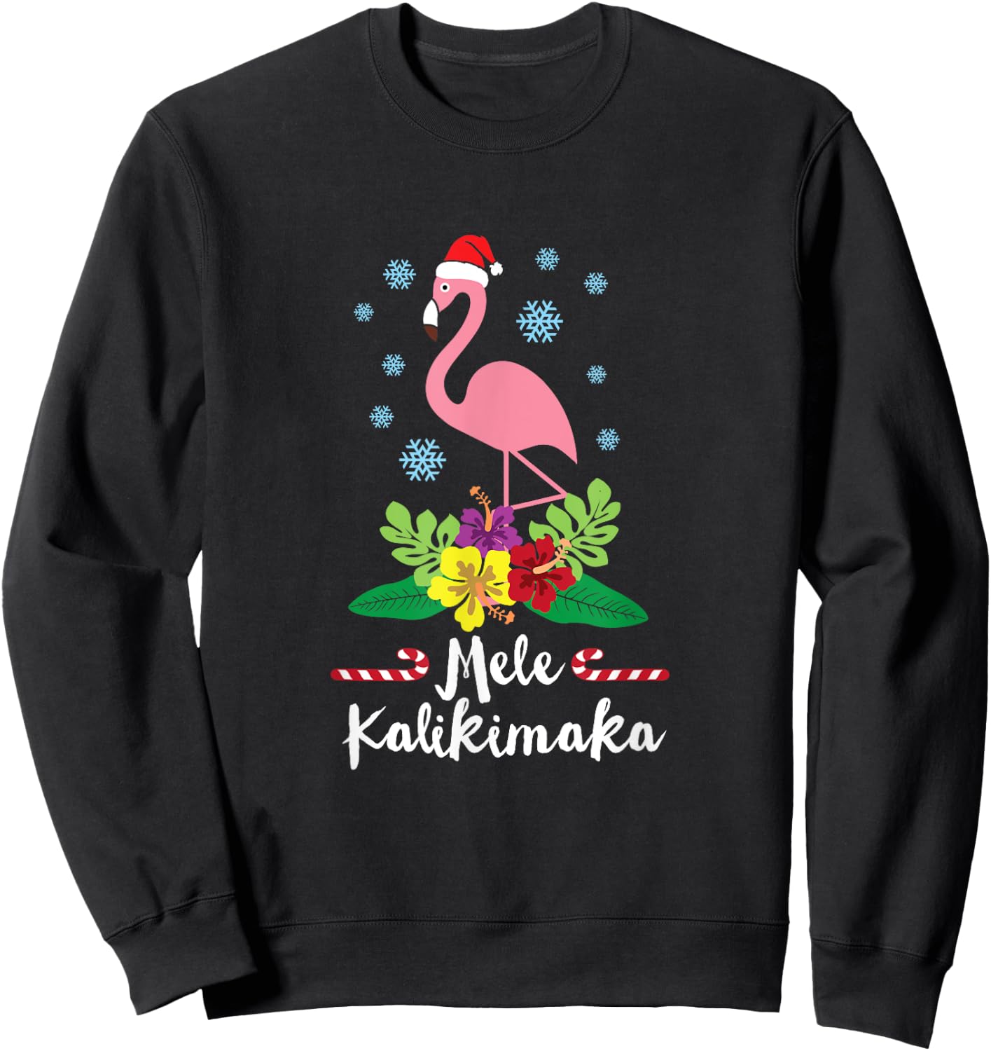 Flamingo Mele Kalikimaka Sweatshirt - Sweatshirt | Black