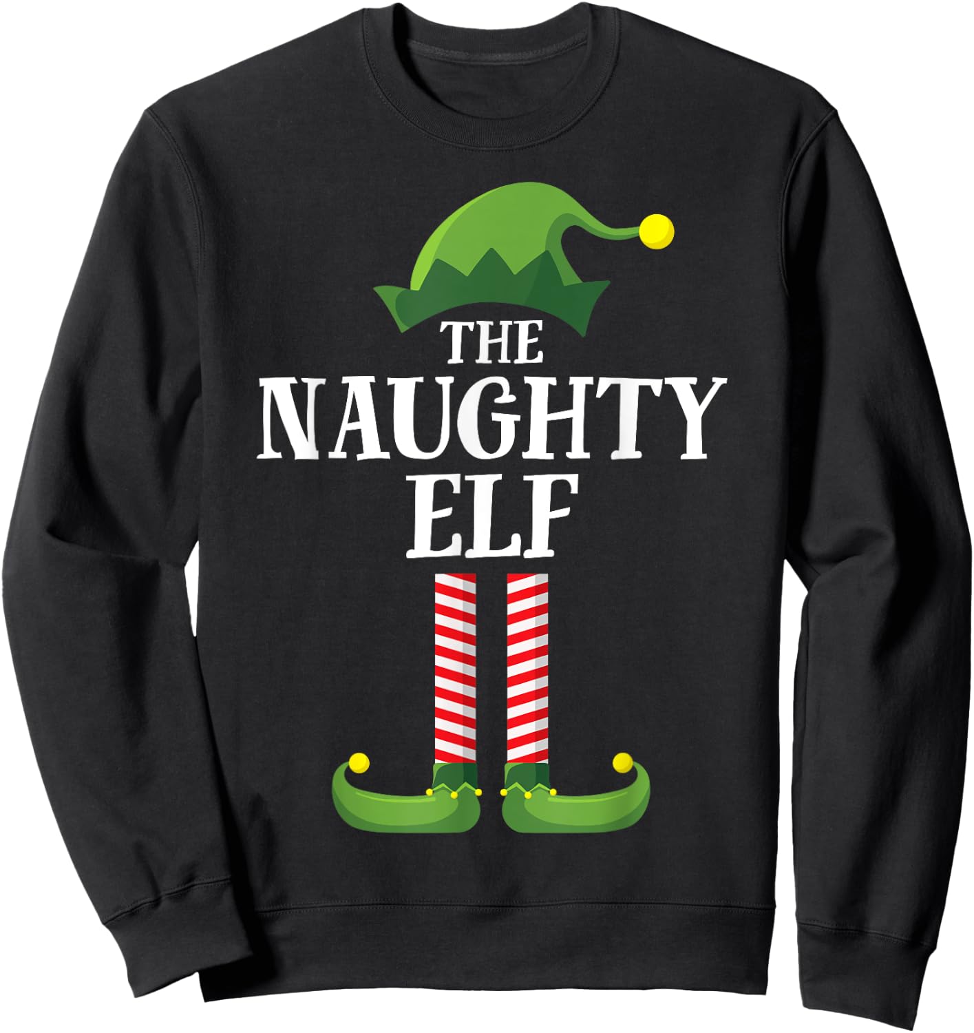 Naughty Elf Matching Family Group Christmas Party Pyjamas Sweatshirt - Sweatshirt | Black