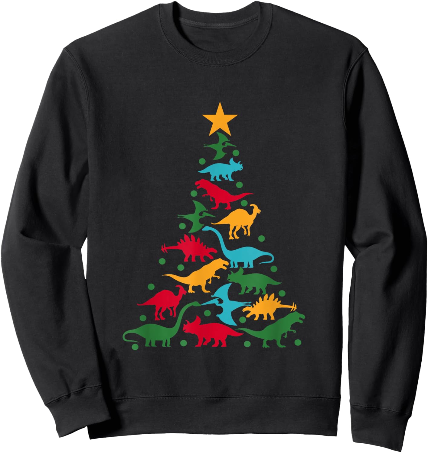 Dinosaur Christmas Tree Dino TRex Funny Dinosaur Xmas Sweatshirt - Sweatshirt | Black