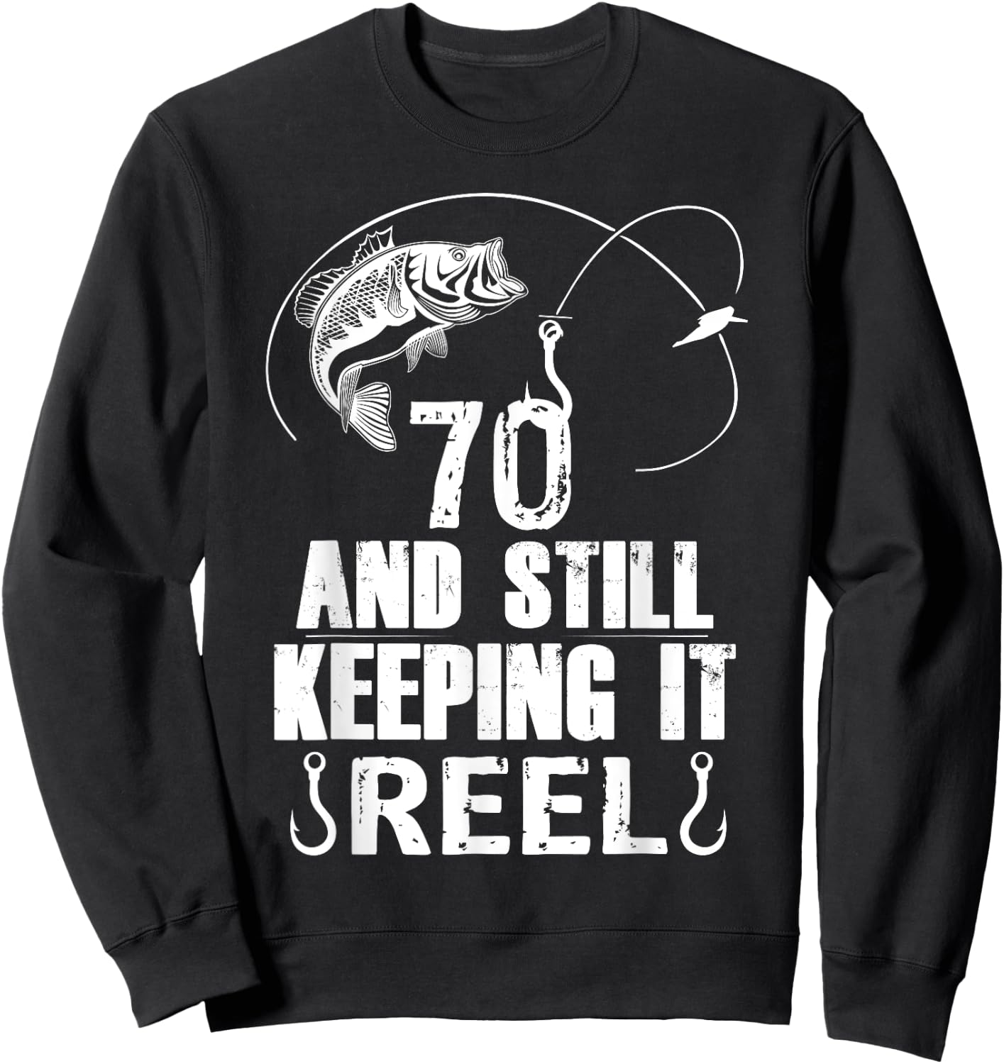 70th Birthday Fishing 70 Years Old Fisherman Gift Sweatshirt - Sweatshirt | Black