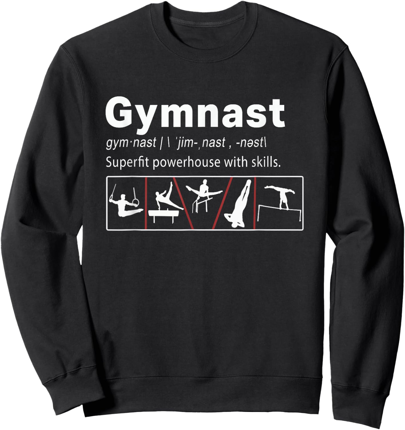 Funny Boys & Gymnast Definition Gift Sweatshirt - Sweatshirt | Black