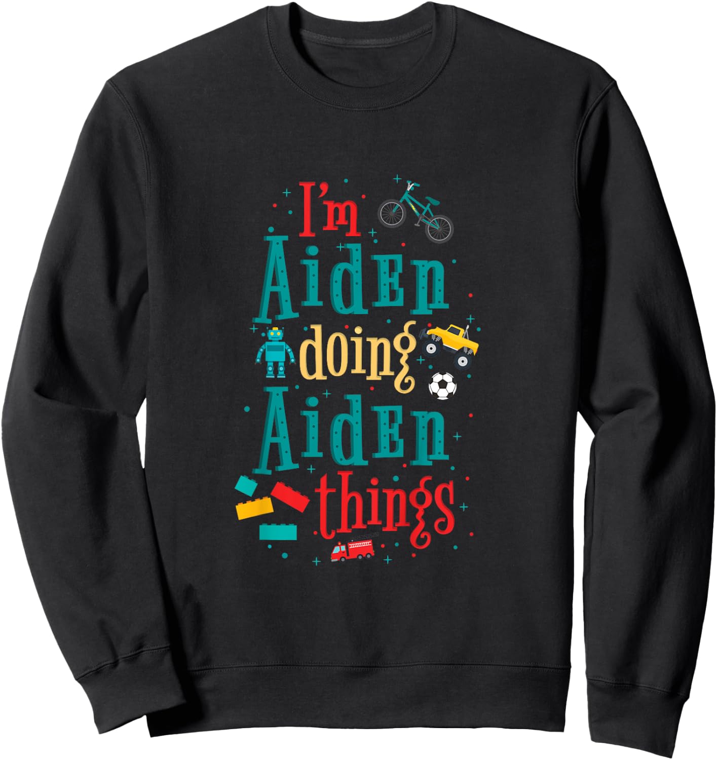 Kids I'm Aiden Doing Aiden Things Cute Boys Gift Sweatshirt - Sweatshirt | Black