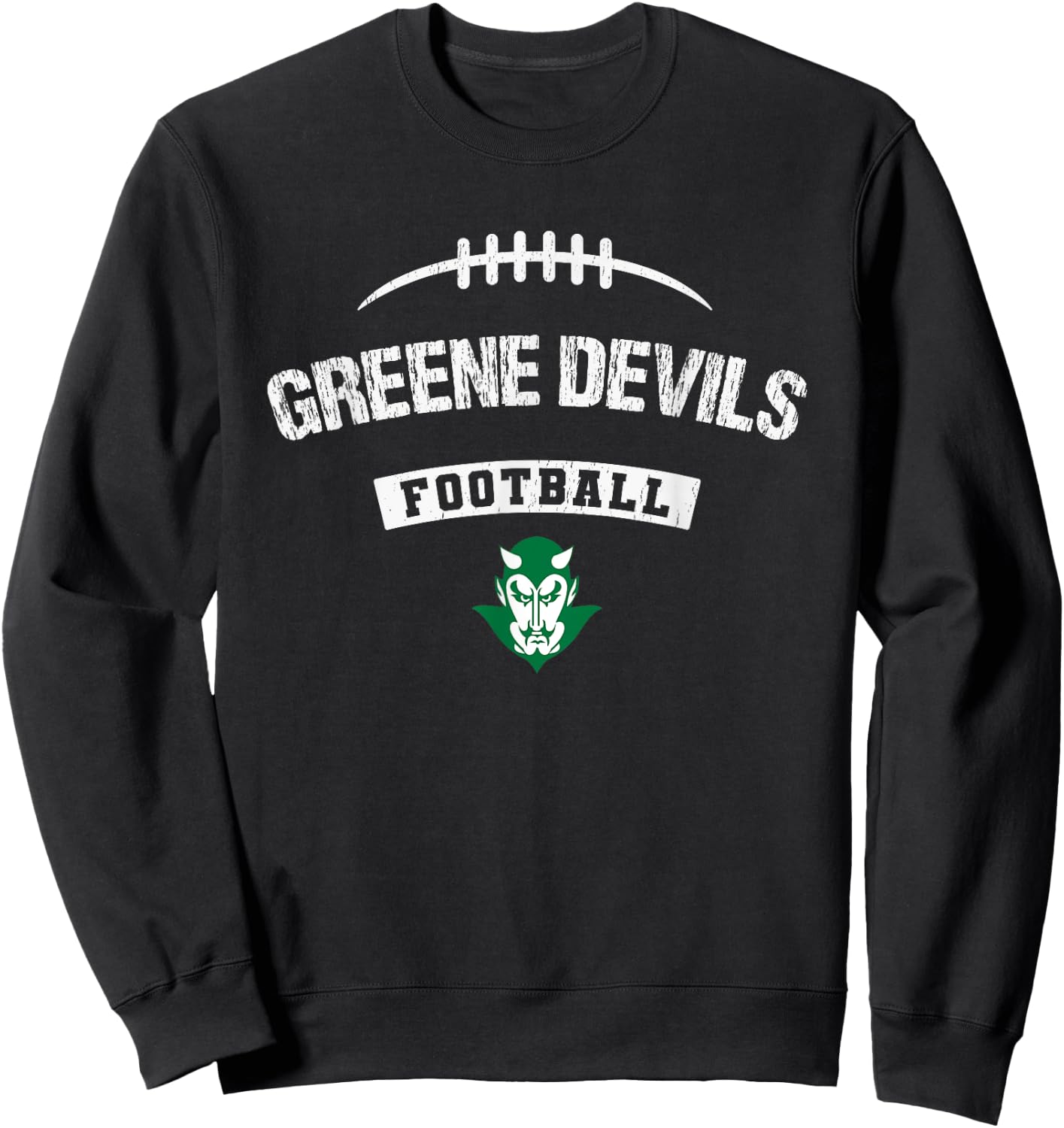 Greeneville Greene Devils Logo Football Distressed HS Sweatshirt - Sweatshirt | Black