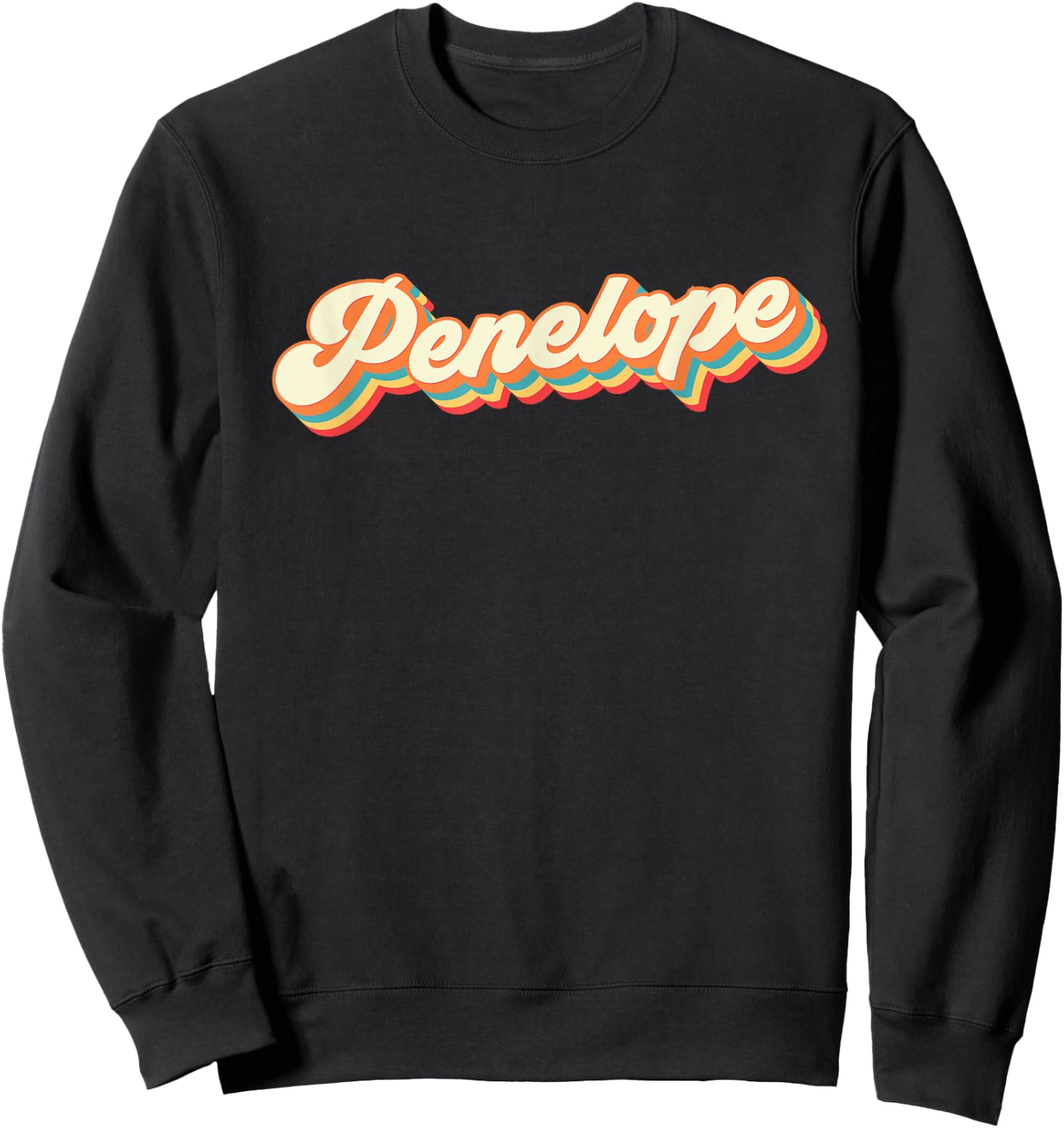 Personalized Penelope Retro Design Vintage 1970s Rainbow Sweatshirt - Sweatshirt | Black