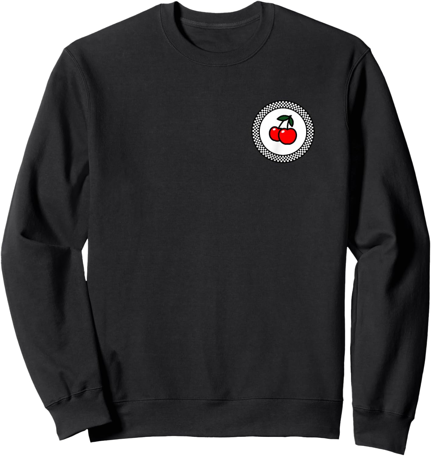 Rockabilly Retro Vintage Checkerboard Pattern Cherry Gift Sweatshirt - Sweatshirt | Black