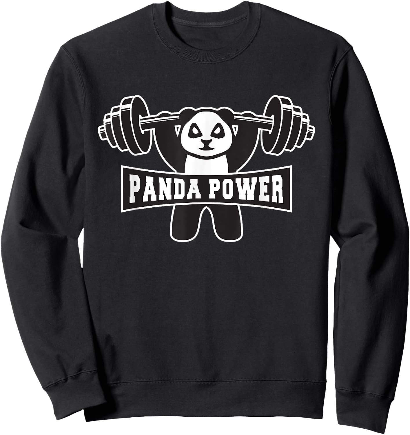 Funny Panda Power Shirt Workout Gift Panda Gym Sweatshirt - Sweatshirt | Black
