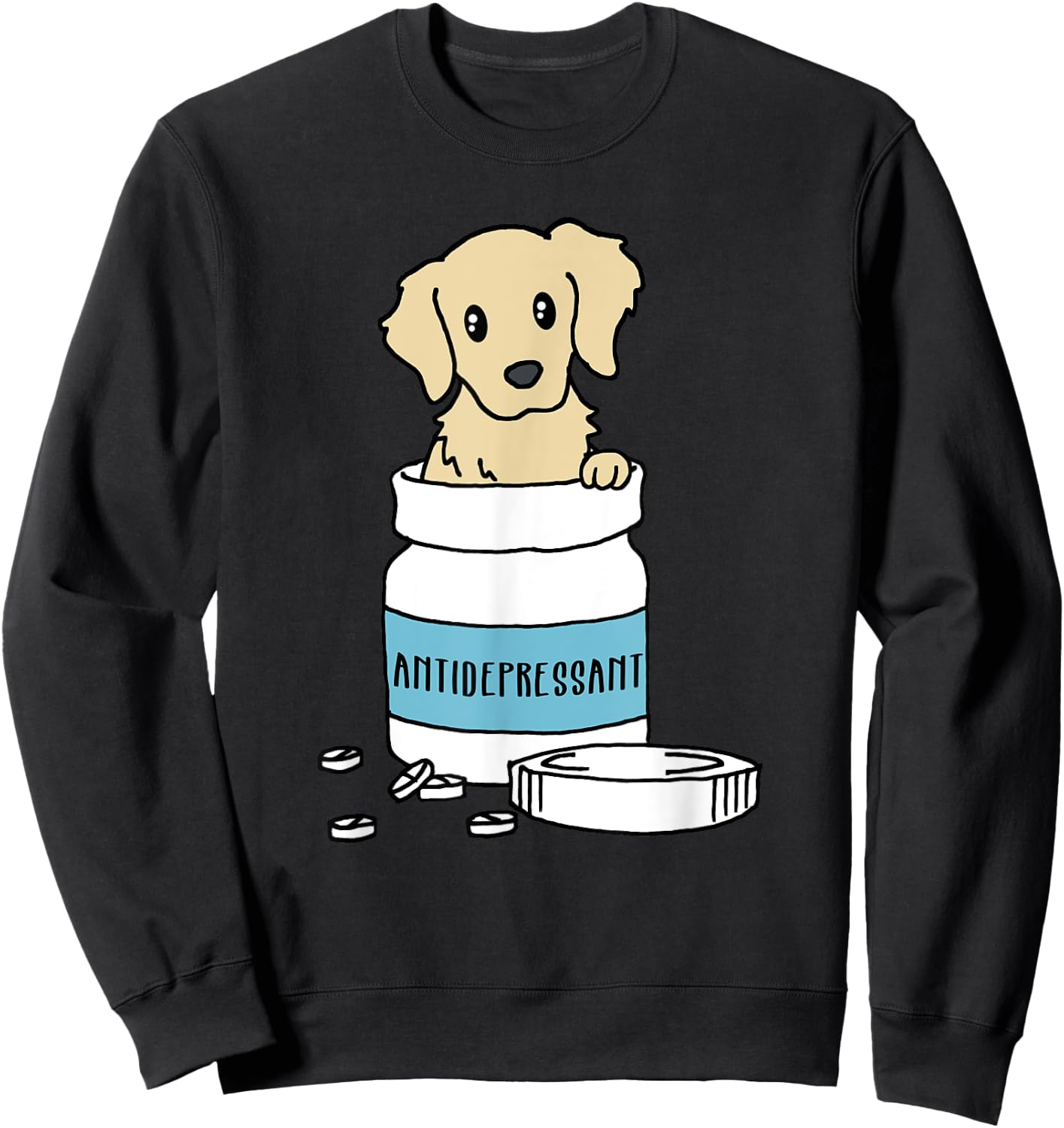 Dog Antidepressant | Funny Golden Retriever Dog Shirt Sweatshirt - Sweatshirt | Black