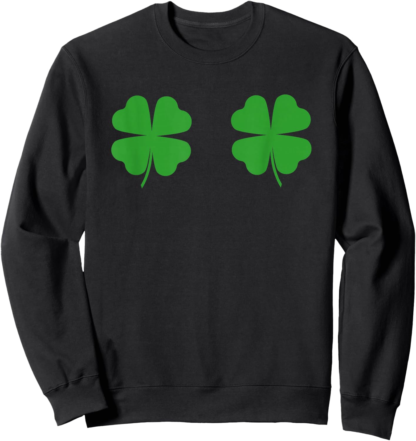 Two Clovers Funny St Patrick's Day Boob Shirt Lucky Sweatshirt - Sweatshirt | Black