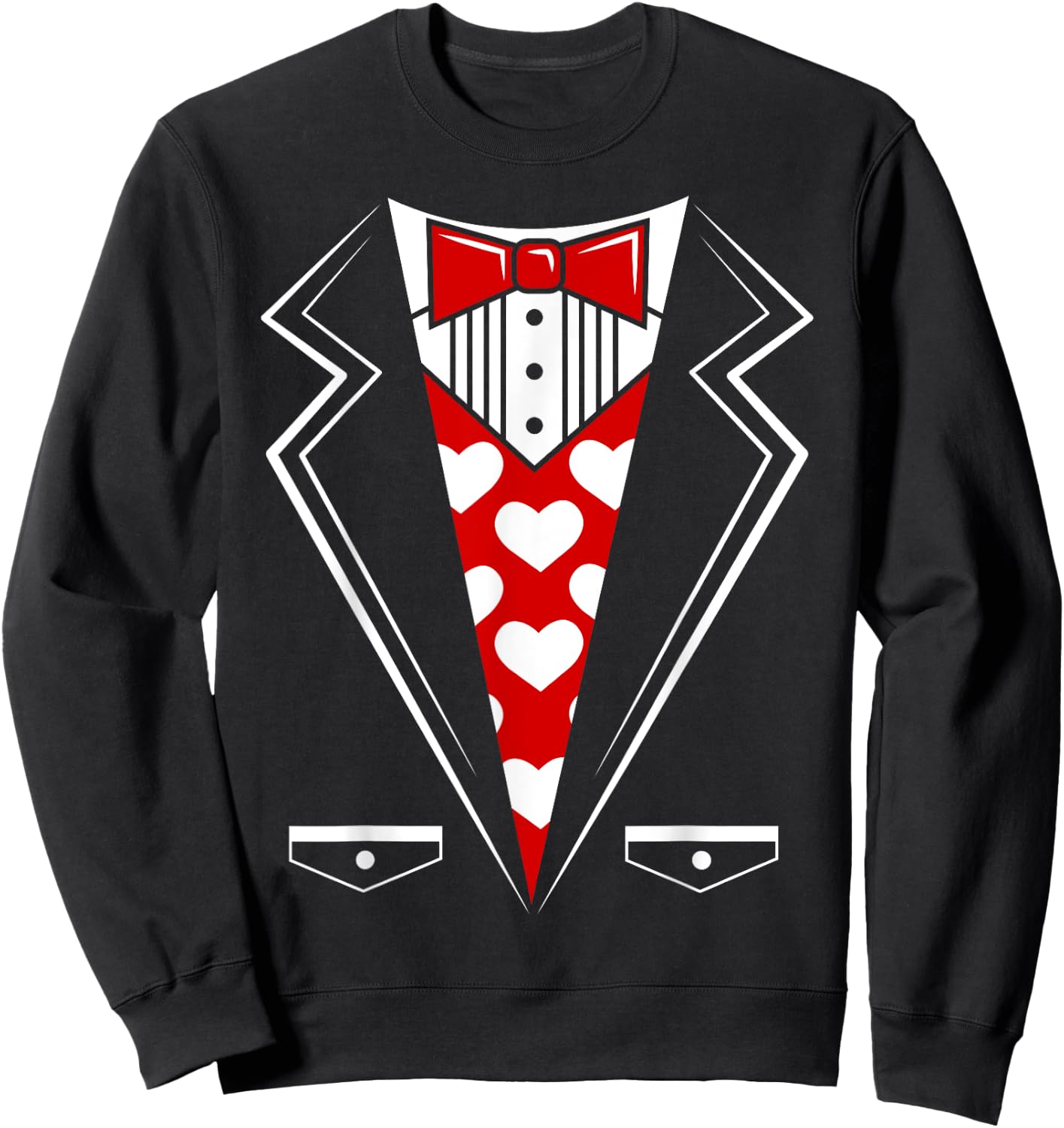 Valentine's Day Tux Funny Tuxedo Costume v1 Sweatshirt - Sweatshirt | Black