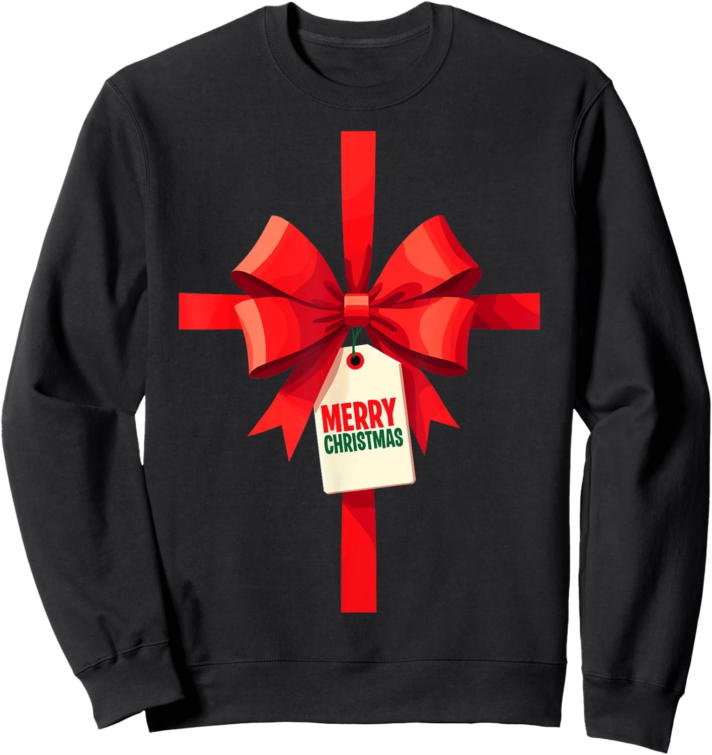 Funny Christmas Bow Xmas Present Costume Merry Christmas Sweatshirt - Sweatshirt | Black