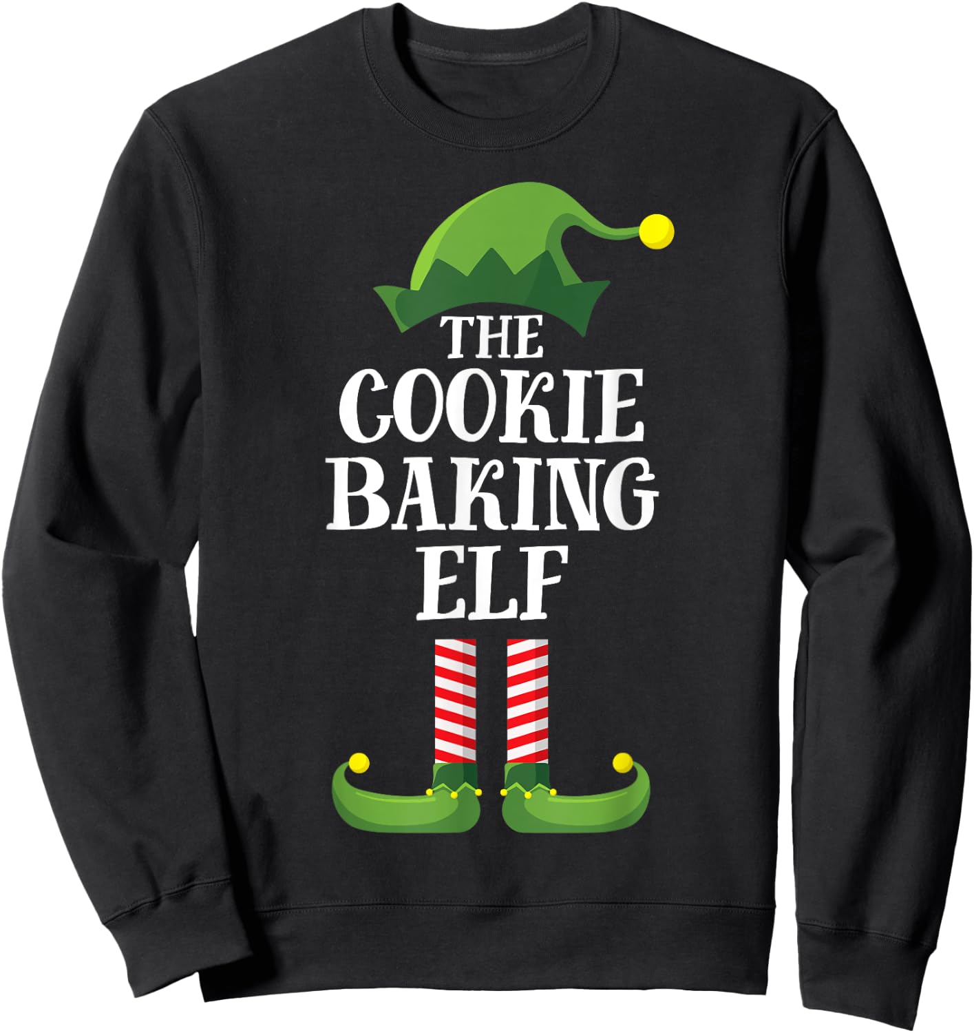 Cookie Baking Elf Matching Family Group Christmas Party PJ Sweatshirt - Sweatshirt | Black