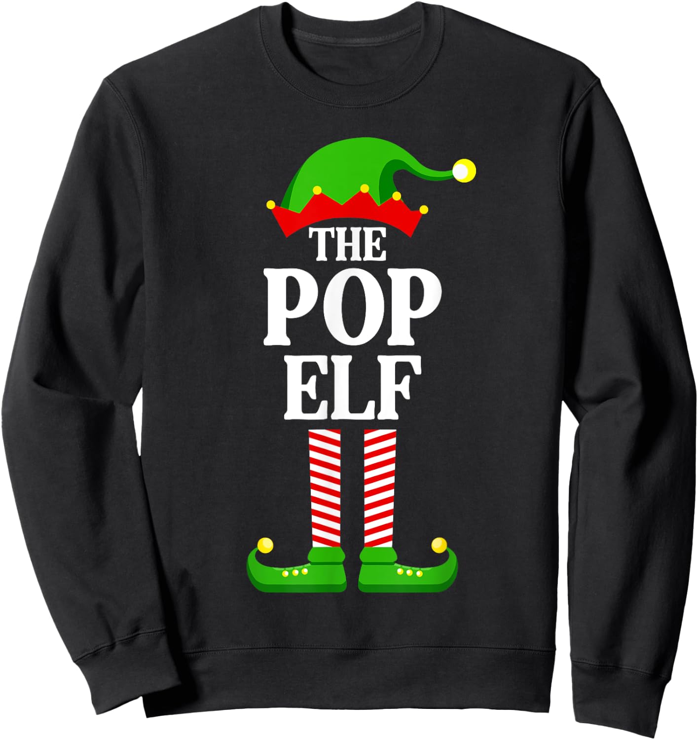 Pop Elf Family Matching Group Funny Christmas Sweatshirt - Sweatshirt | Black