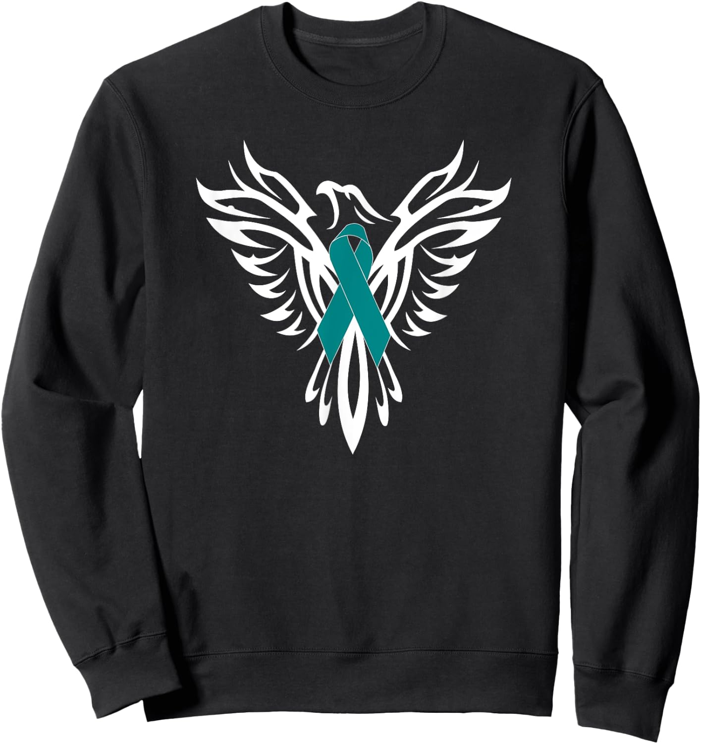PTSD Awareness Apparel Phoenix Teal Ribbon Men Women Family Sweatshirt - Sweatshirt | Black