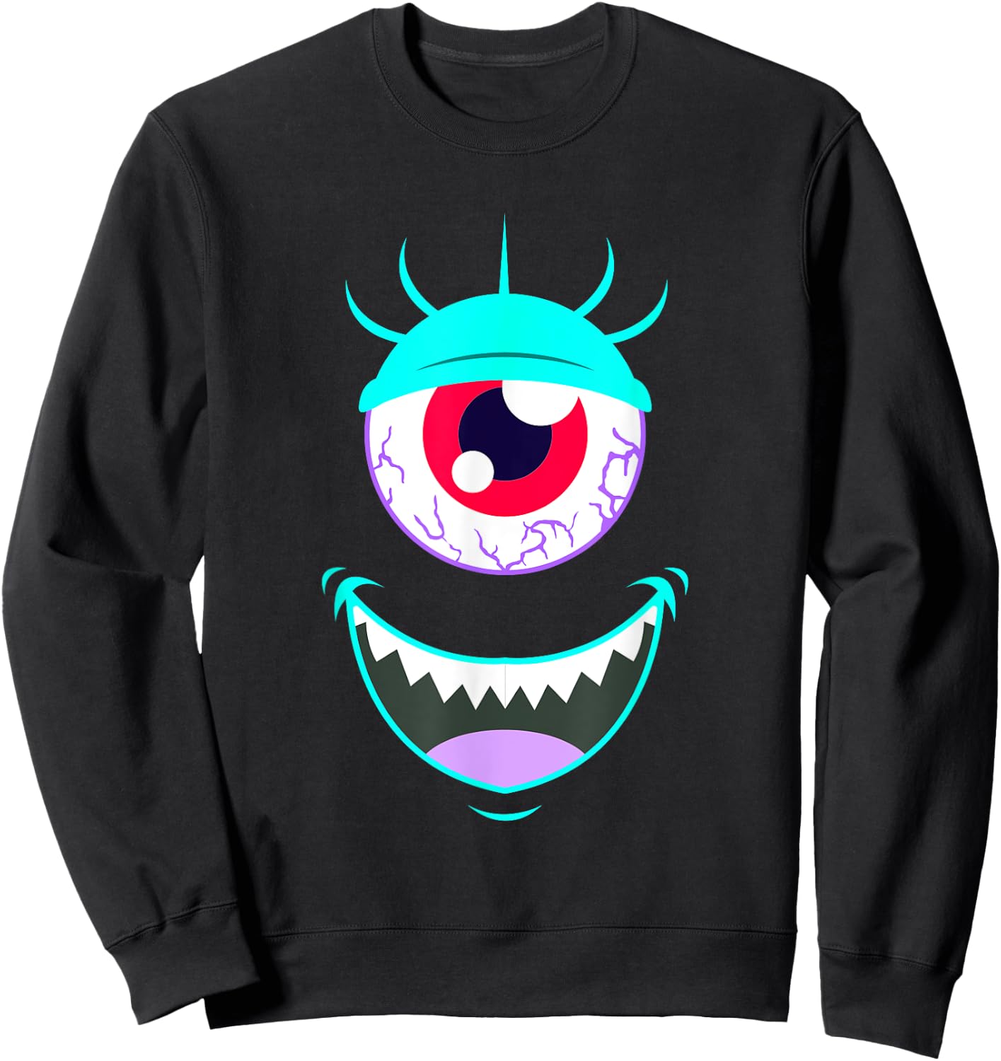 Funny Scary Monster Eyeball Face Halloween Sweatshirt - Sweatshirt | Black