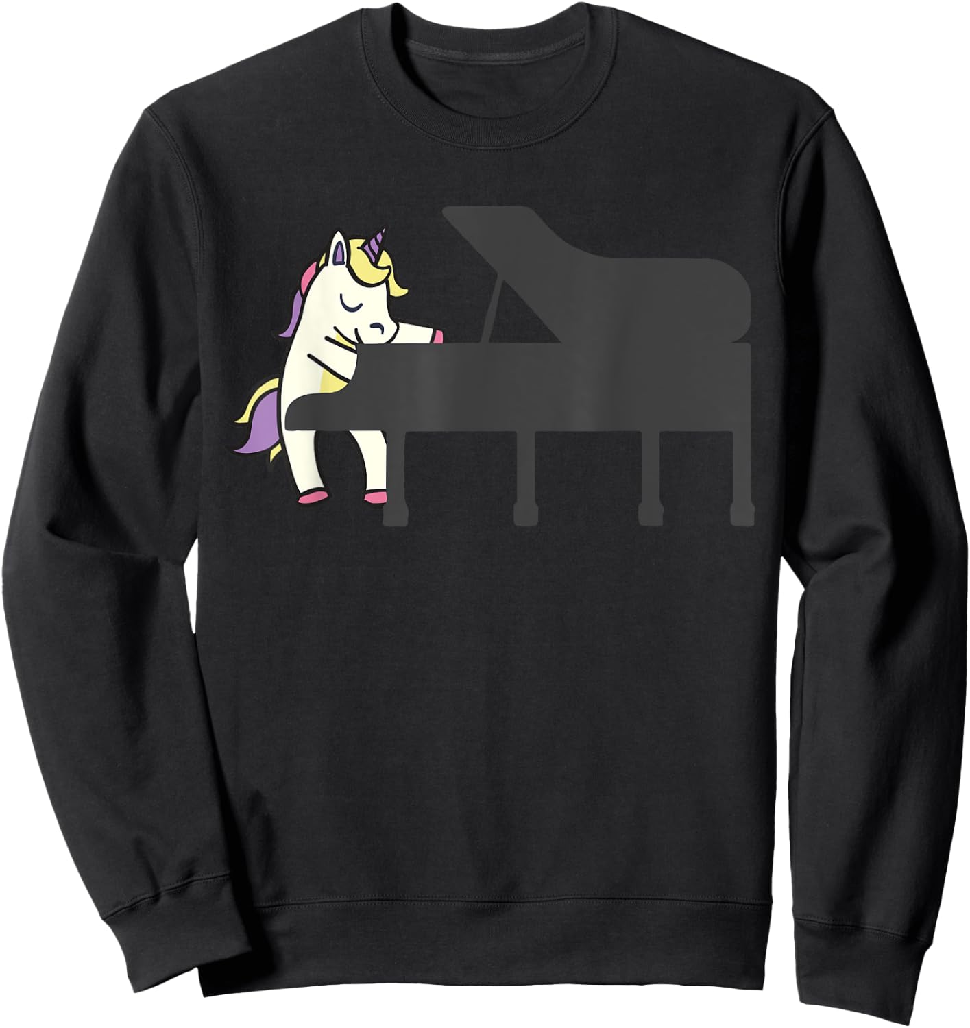 Unicorn Playing Piano Funny Magical Pianist Music Musician Sweatshirt - Sweatshirt | Black