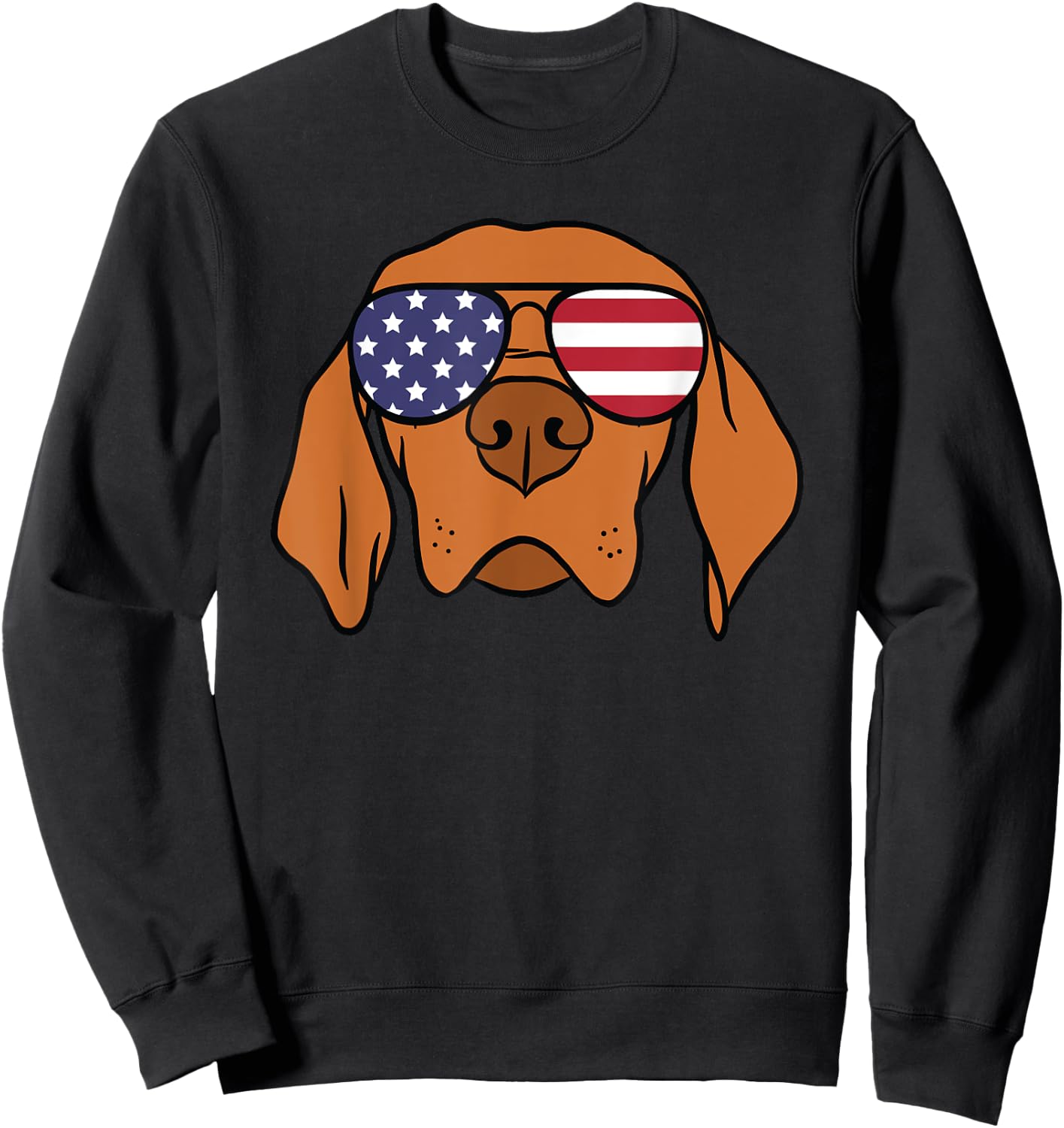 Hungarian Vizsla Dog 4th of July Sweatshirt - Sweatshirt | Black