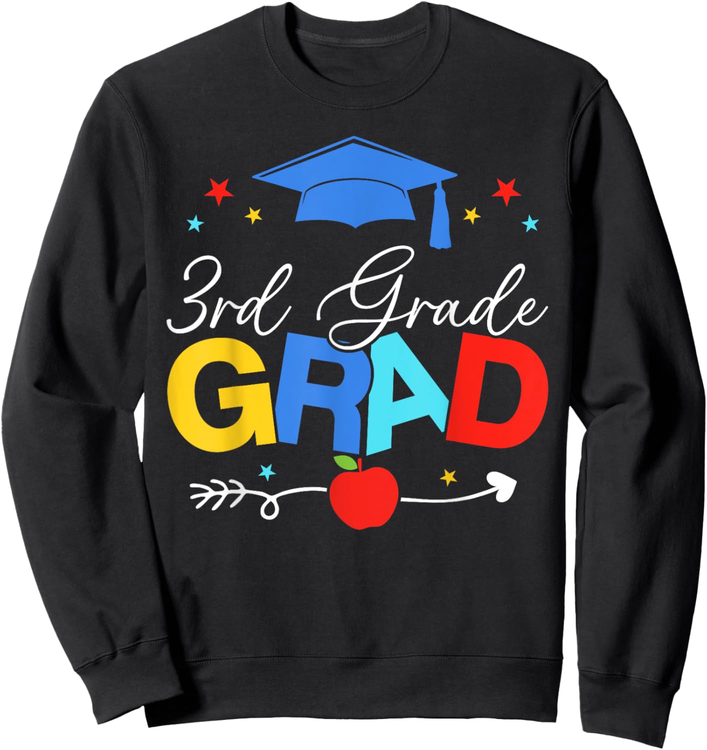 3rd Grade Grad 2024 Gifts Boys Girls Graduation Cap, Gown Sweatshirt - Sweatshirt | Black