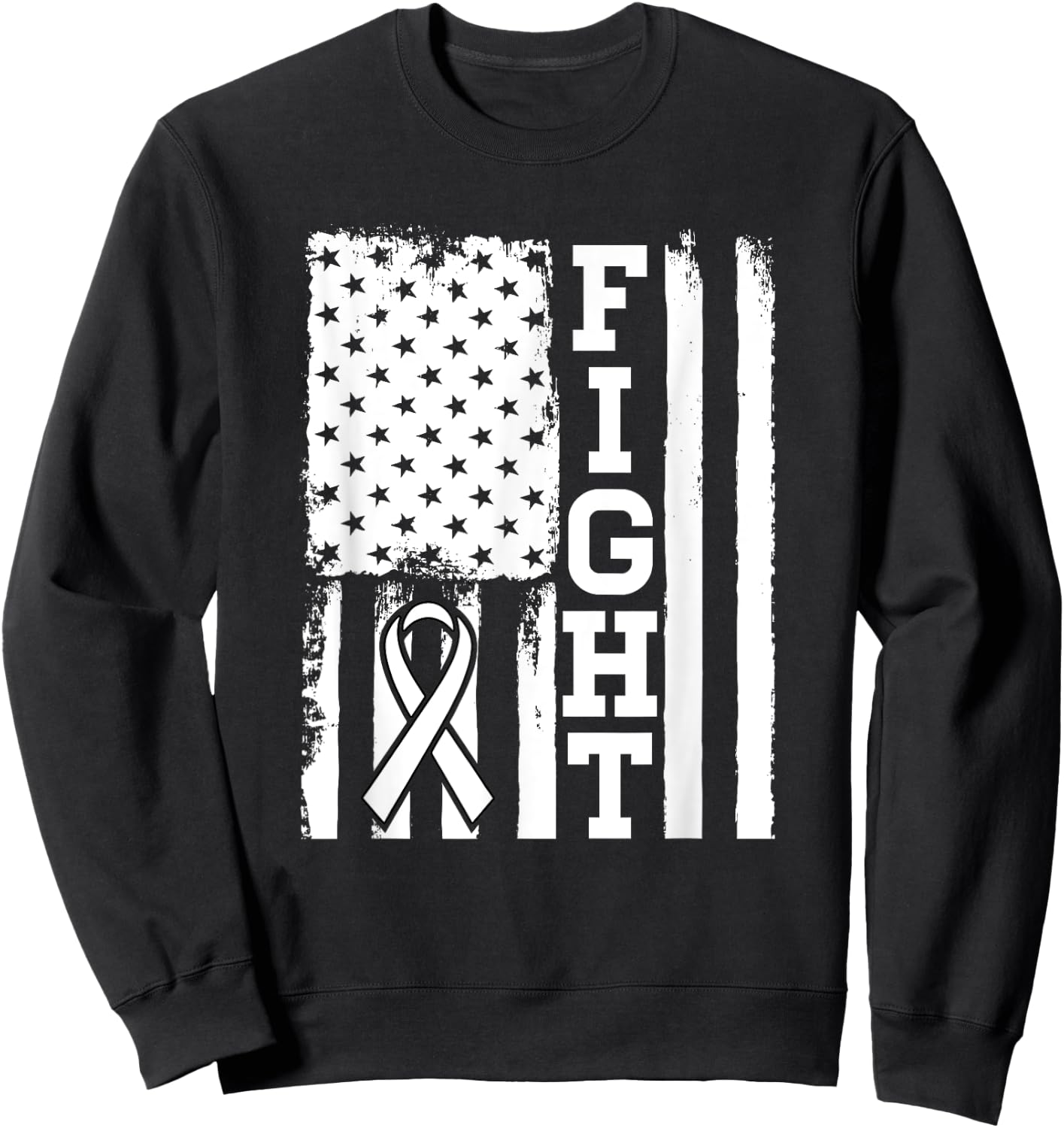 Fight Flag - Lung Cancer Shirt Gift Lung Cancer Fighter Sweatshirt - Sweatshirt | Black