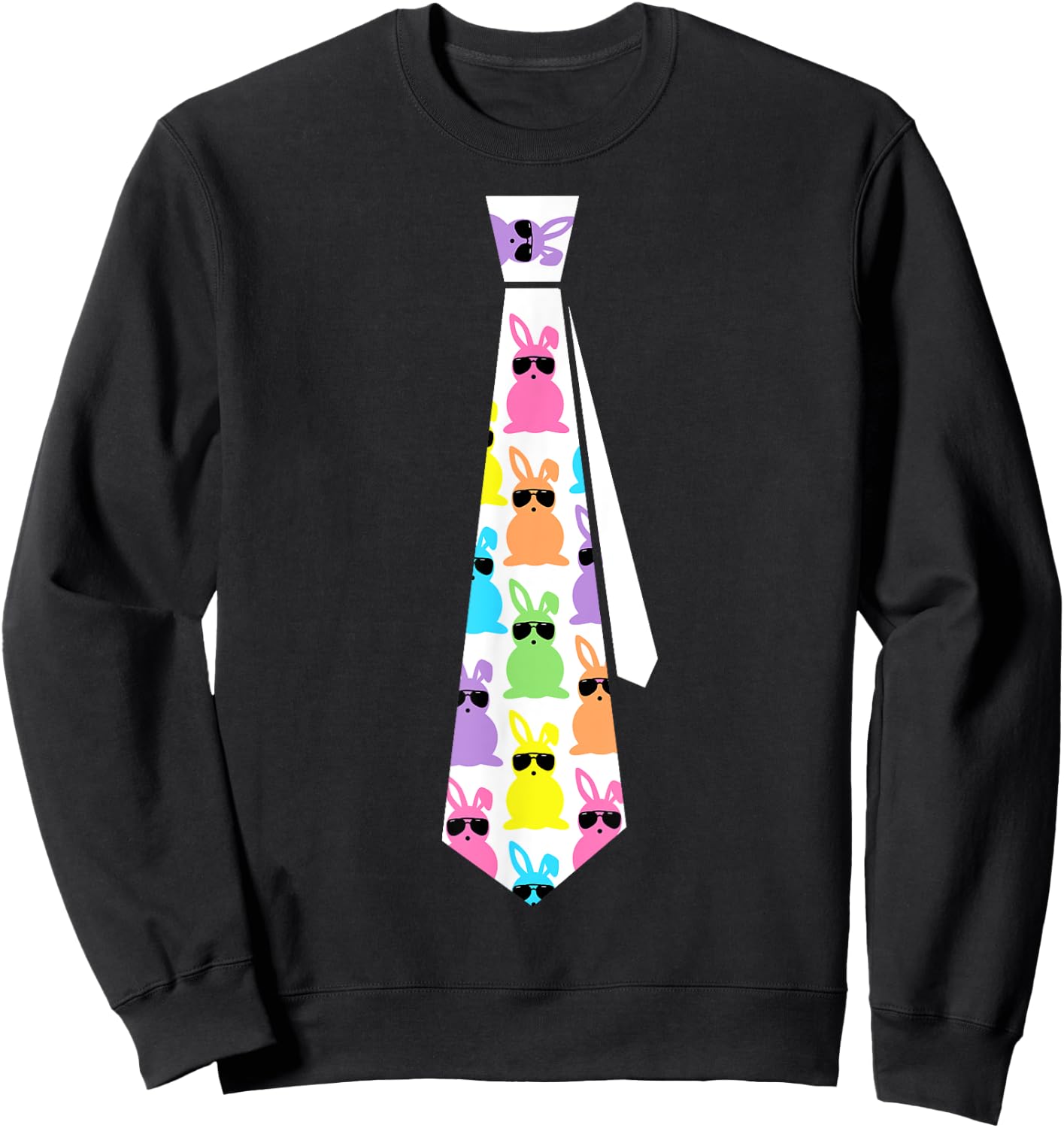 Easter Bunny Tie Funny Graphic for Boys Toddlers Men Sweatshirt - Sweatshirt | Black