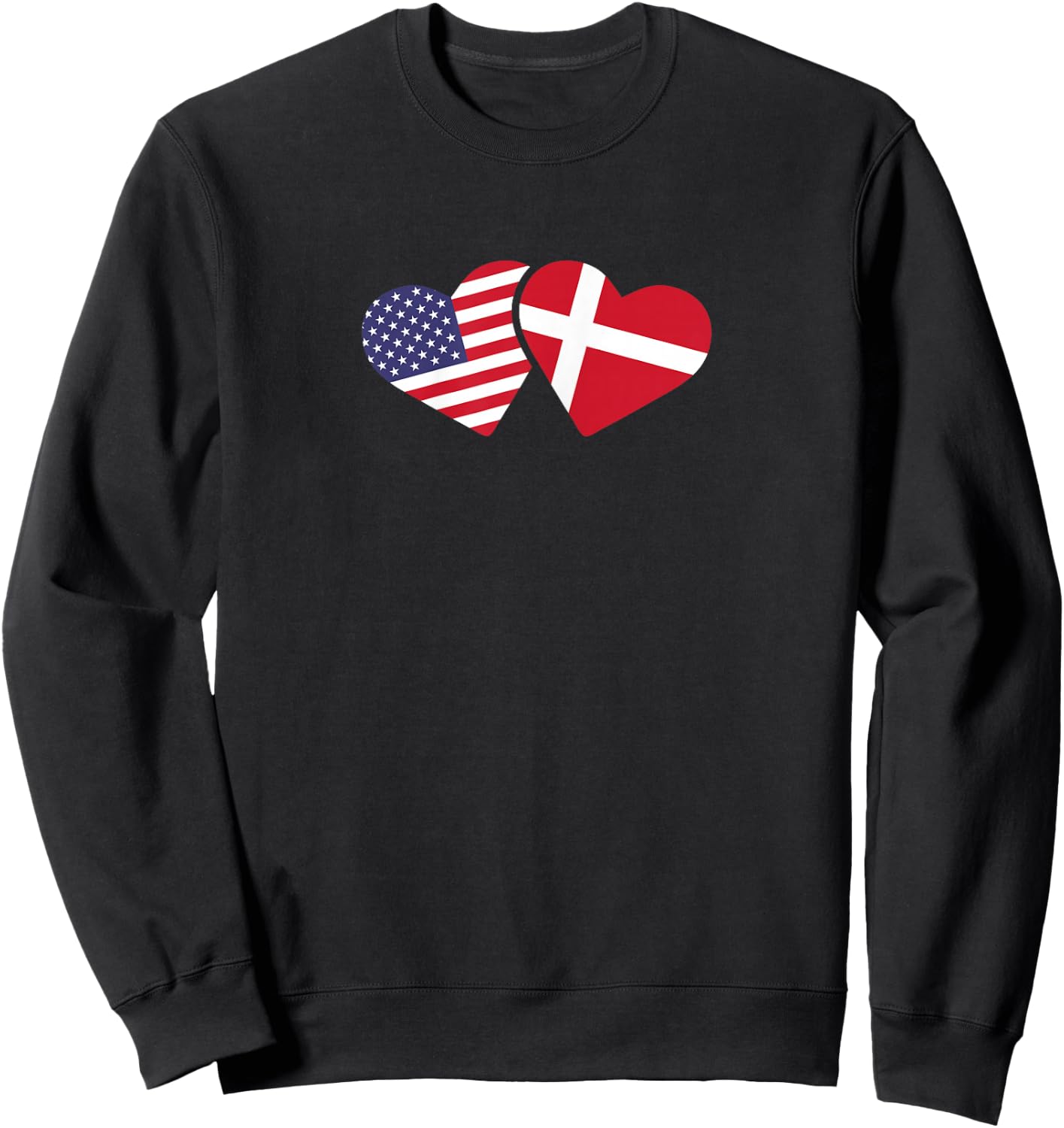 Denmark USA Flag T Shirt Heart Danish American Love Sweatshirt - Sweatshirt | Black