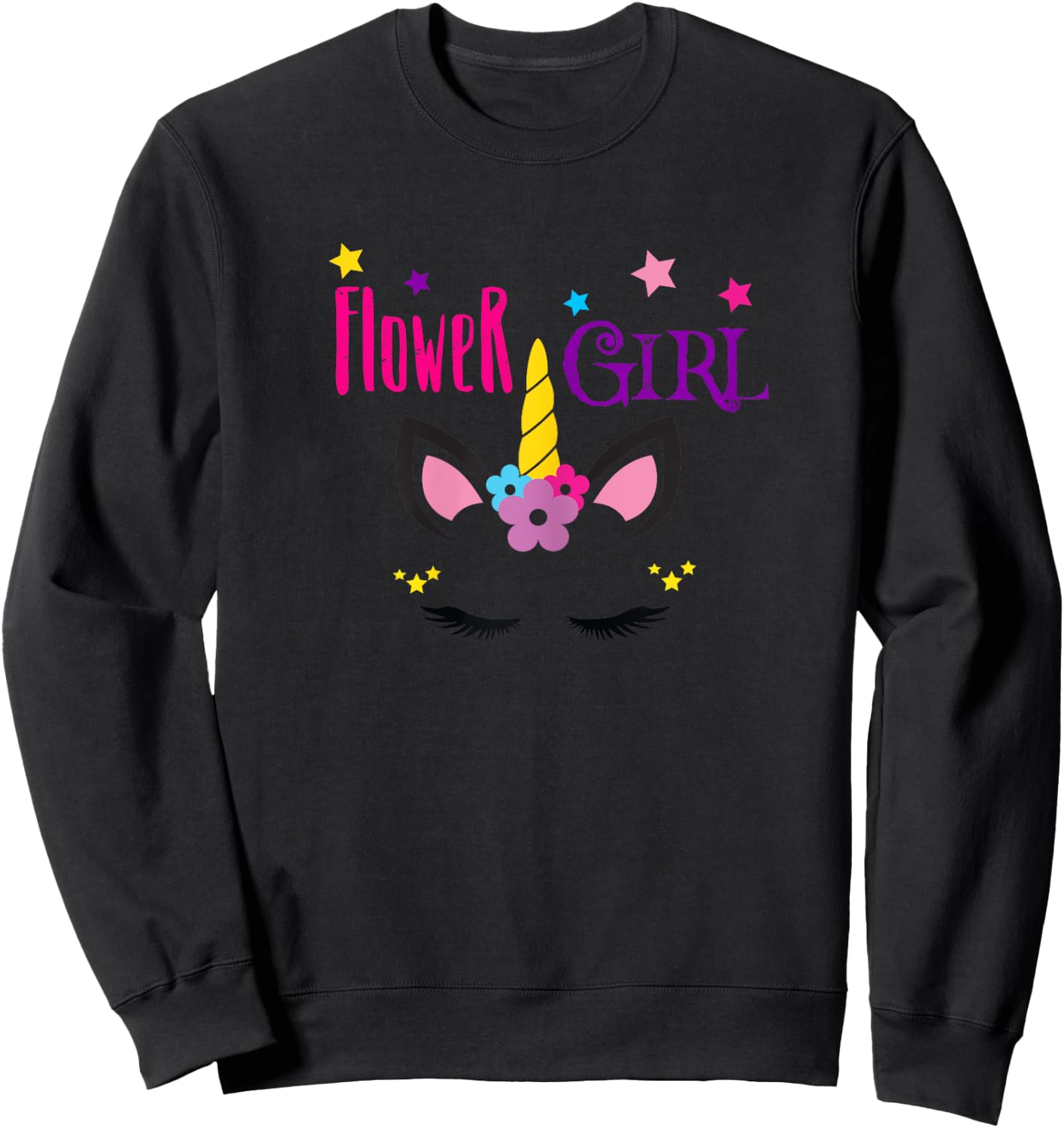 Flower Girl Unicorn Sweatshirt - Sweatshirt | Black