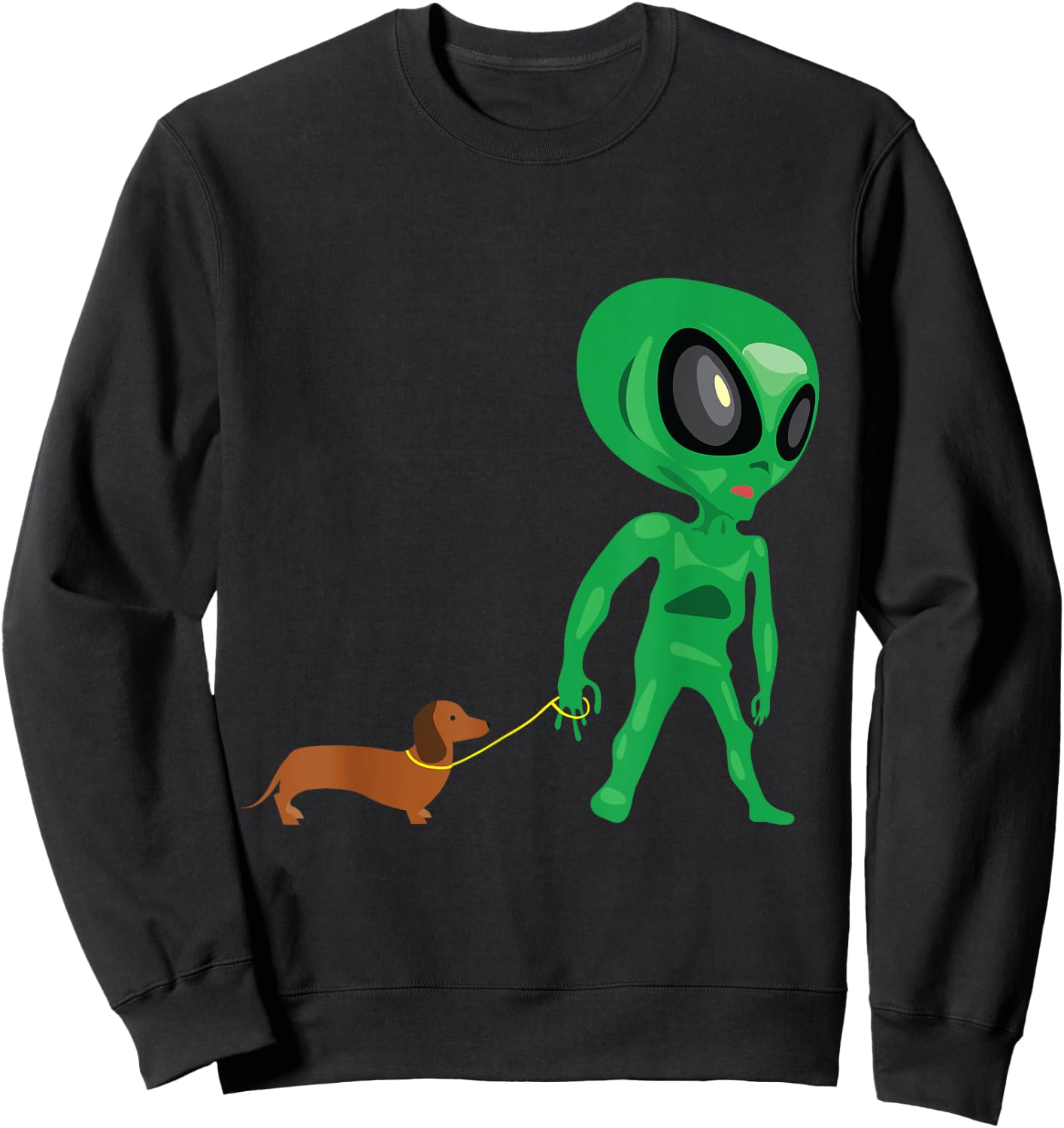 Funny Dachshund Alien Wiener Dog Women Sweatshirt - Sweatshirt | Black