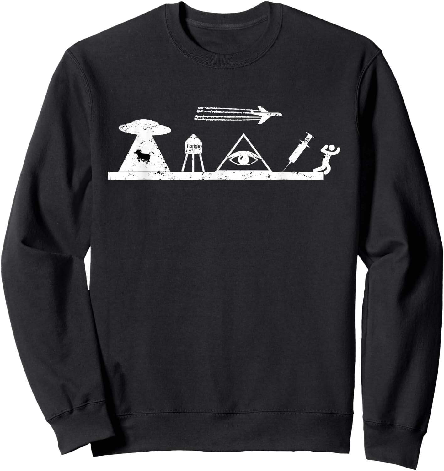 Conspiracy Theory Chem trails, Illuminati, Flat Earth, UFO Sweatshirt - Sweatshirt | Black