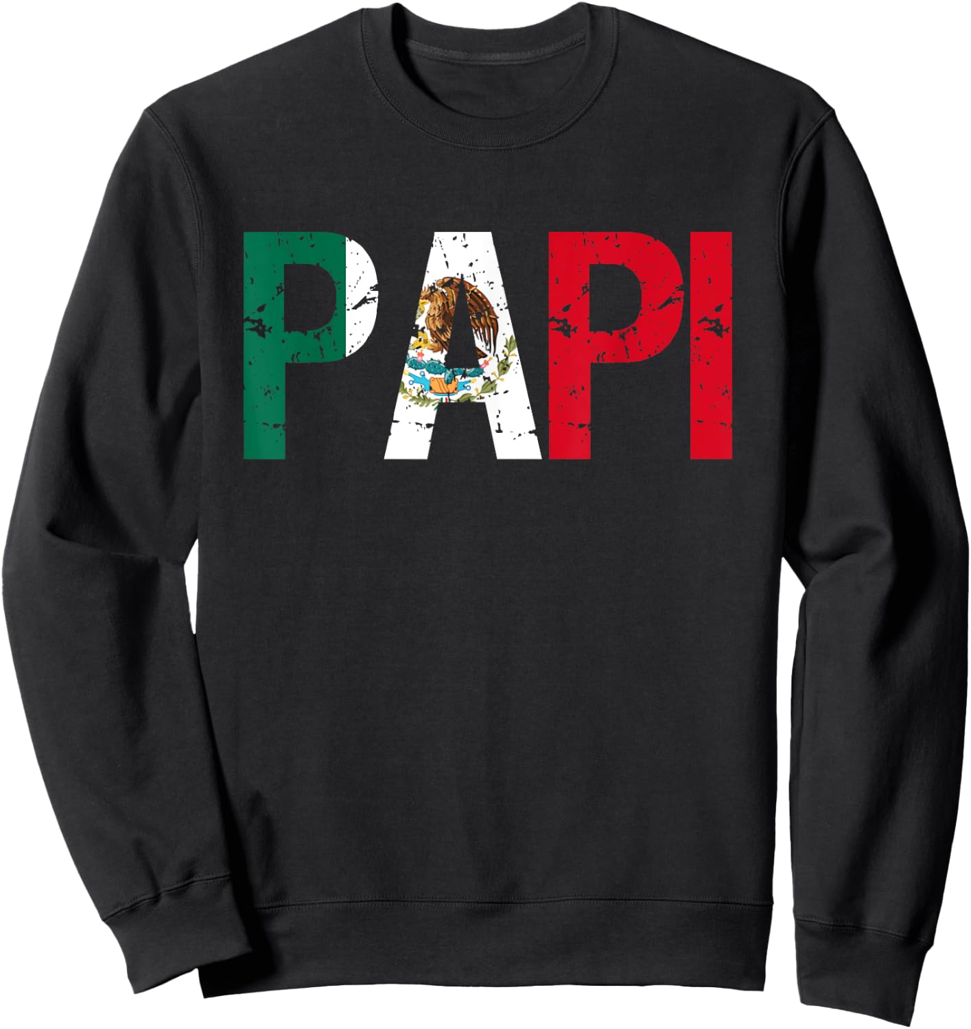 regalos del dia del padre Papi Mexican Flag Sweatshirt - Sweatshirt | Black