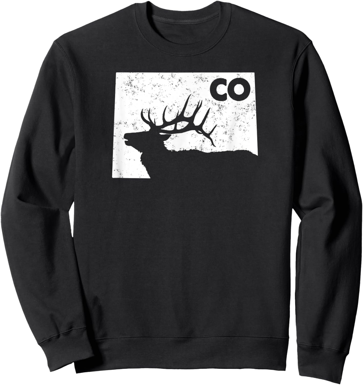Colorado Elk Hunting Shirt - Bull Elk State Shape Sweatshirt - Sweatshirt | Black