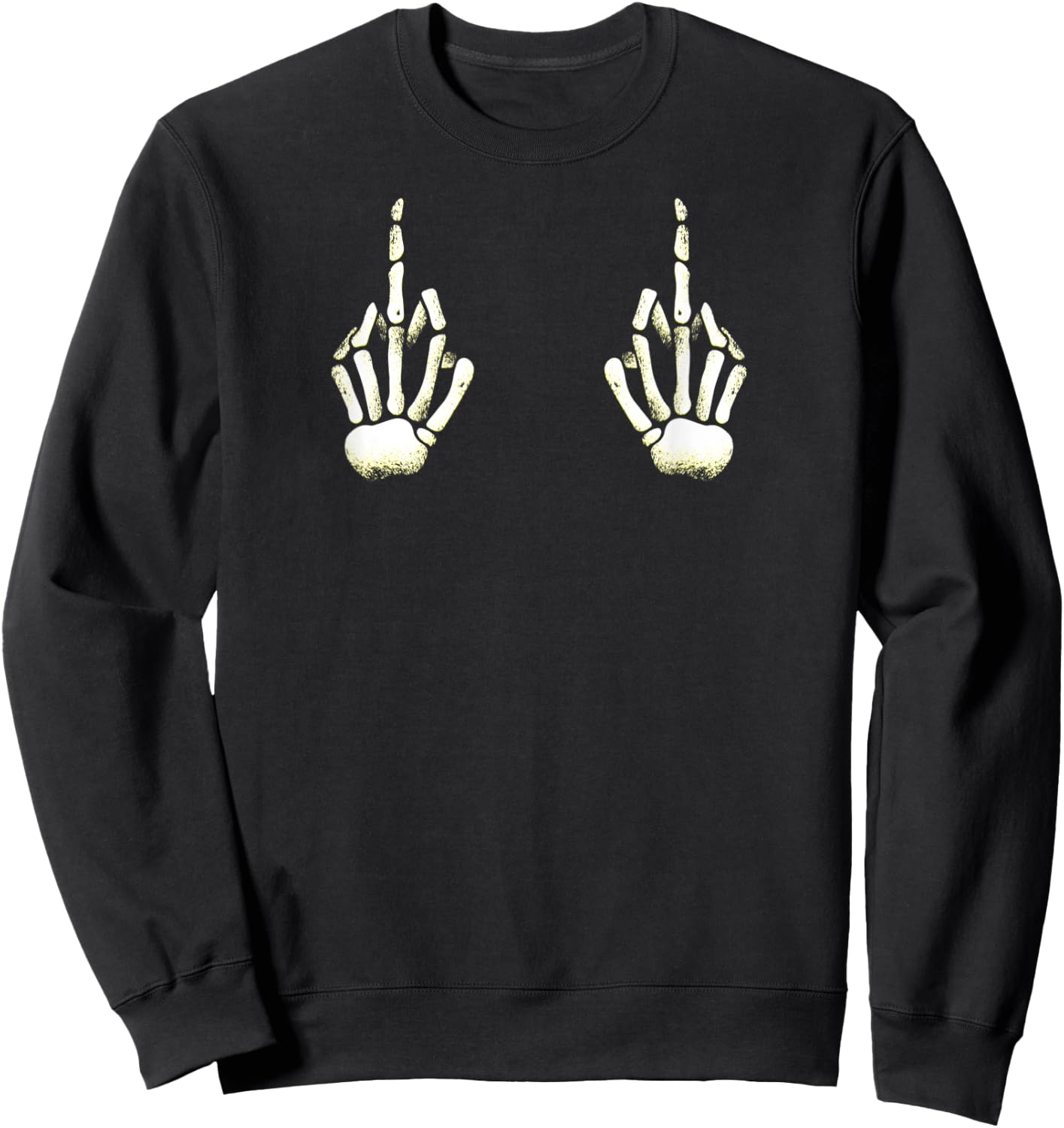 Skeleton Middle Finger Hands Boobs Halloween Fuck off Sweatshirt - Sweatshirt | Black
