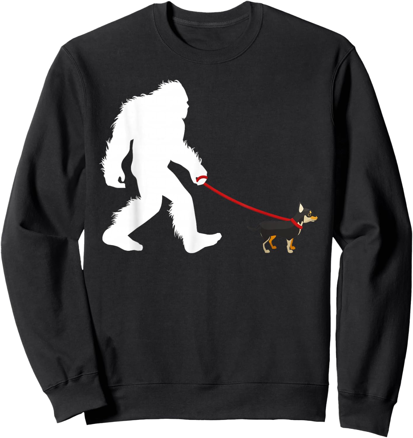 Bigfoot Walking Chihuaha Dog Walker Sweatshirt - Sweatshirt | Black