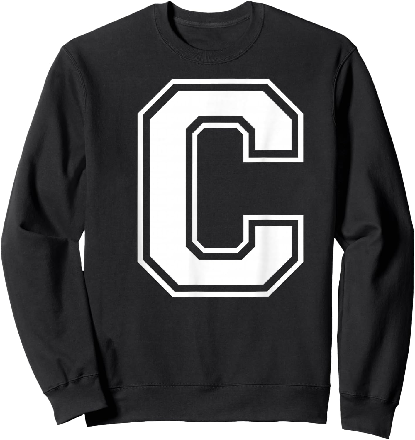 Letter C Capital Alphabet College Varsity Monogram Club Sweatshirt - Sweatshirt | Black