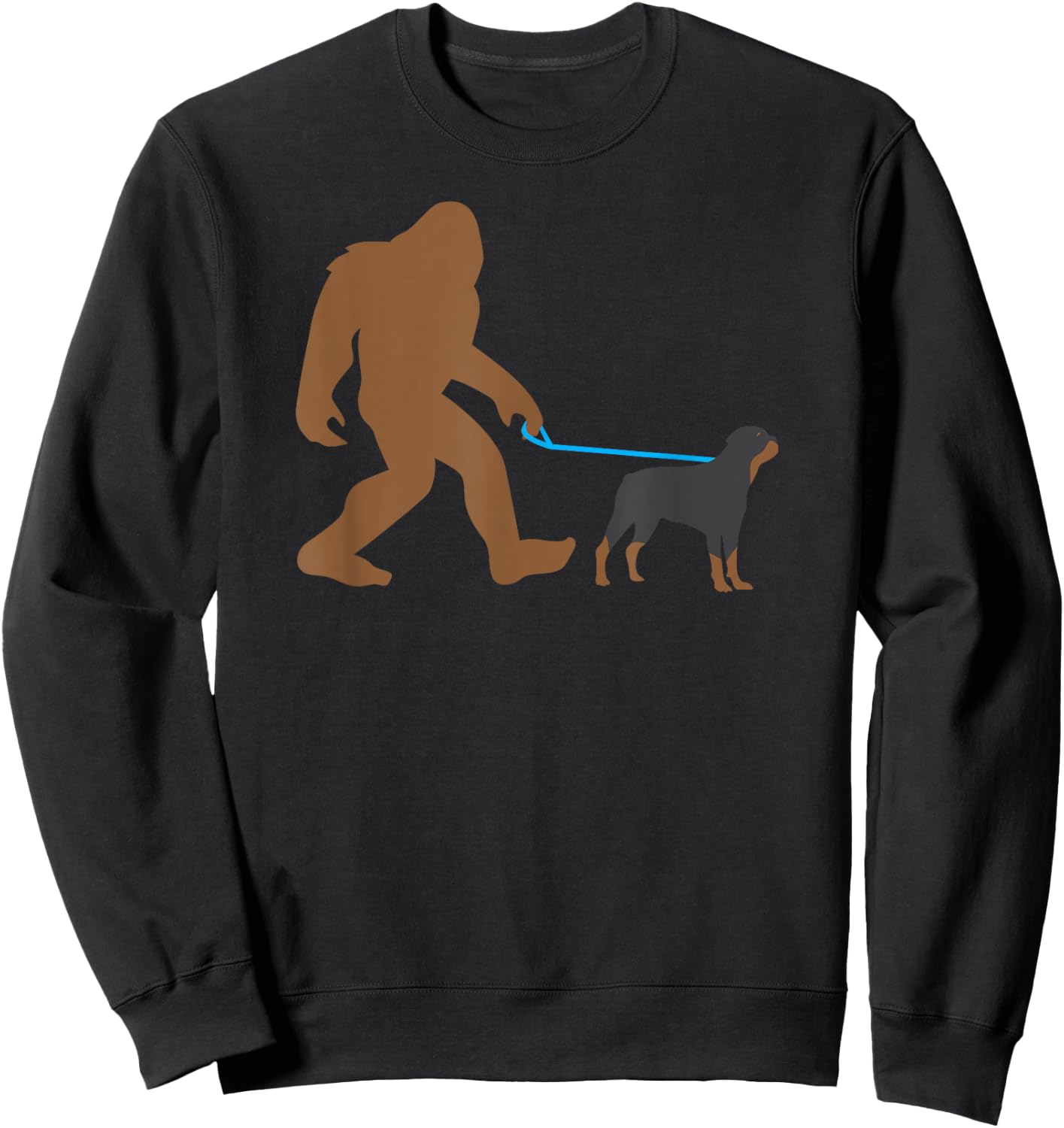 Bigfoot Walking Rottweiler Dog Funny Sasquatch Gift Sweatshirt - Sweatshirt | Black
