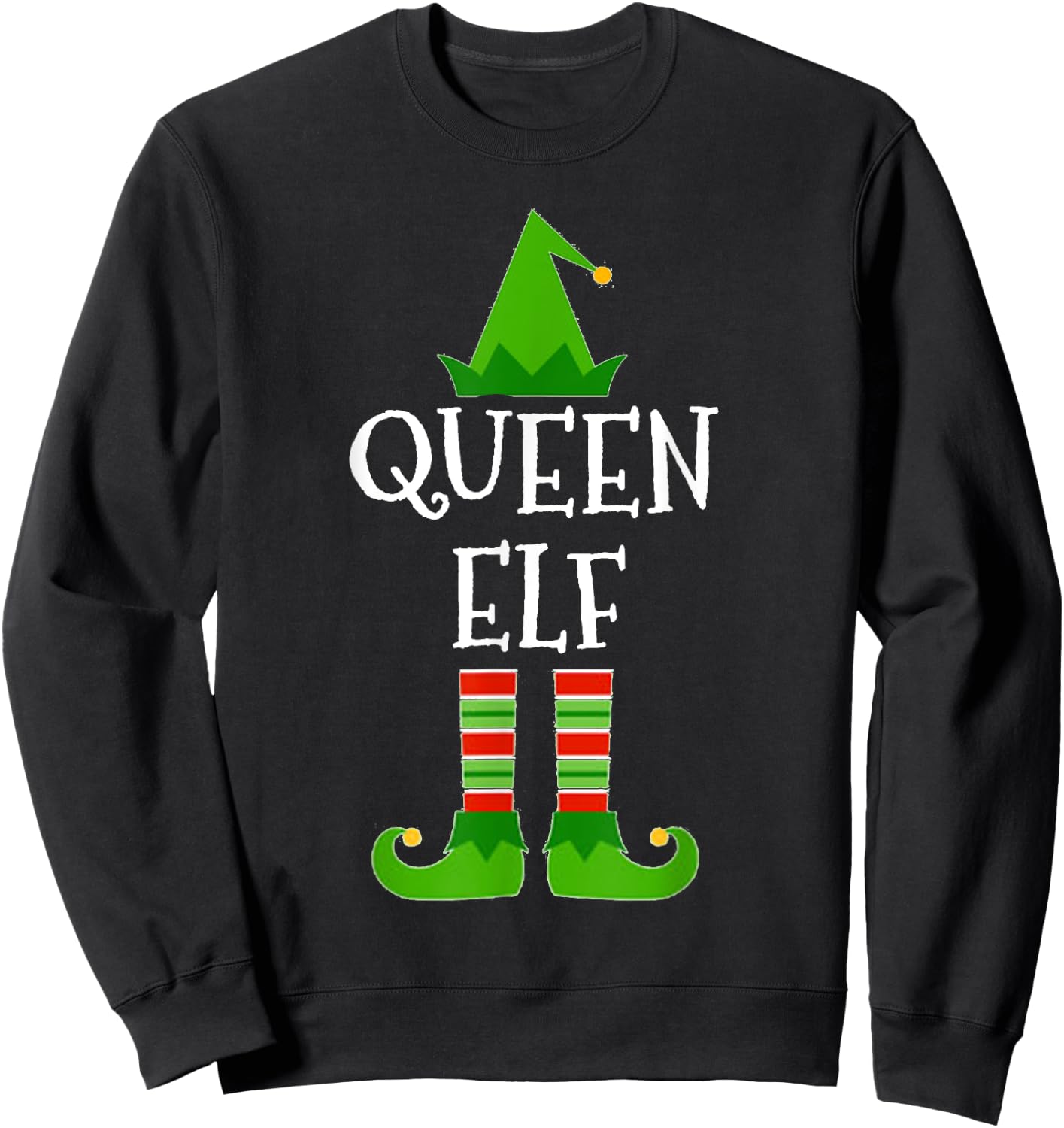 Queen Elf Matching Family Group Christmas T Shirt Sweatshirt - Sweatshirt | Black