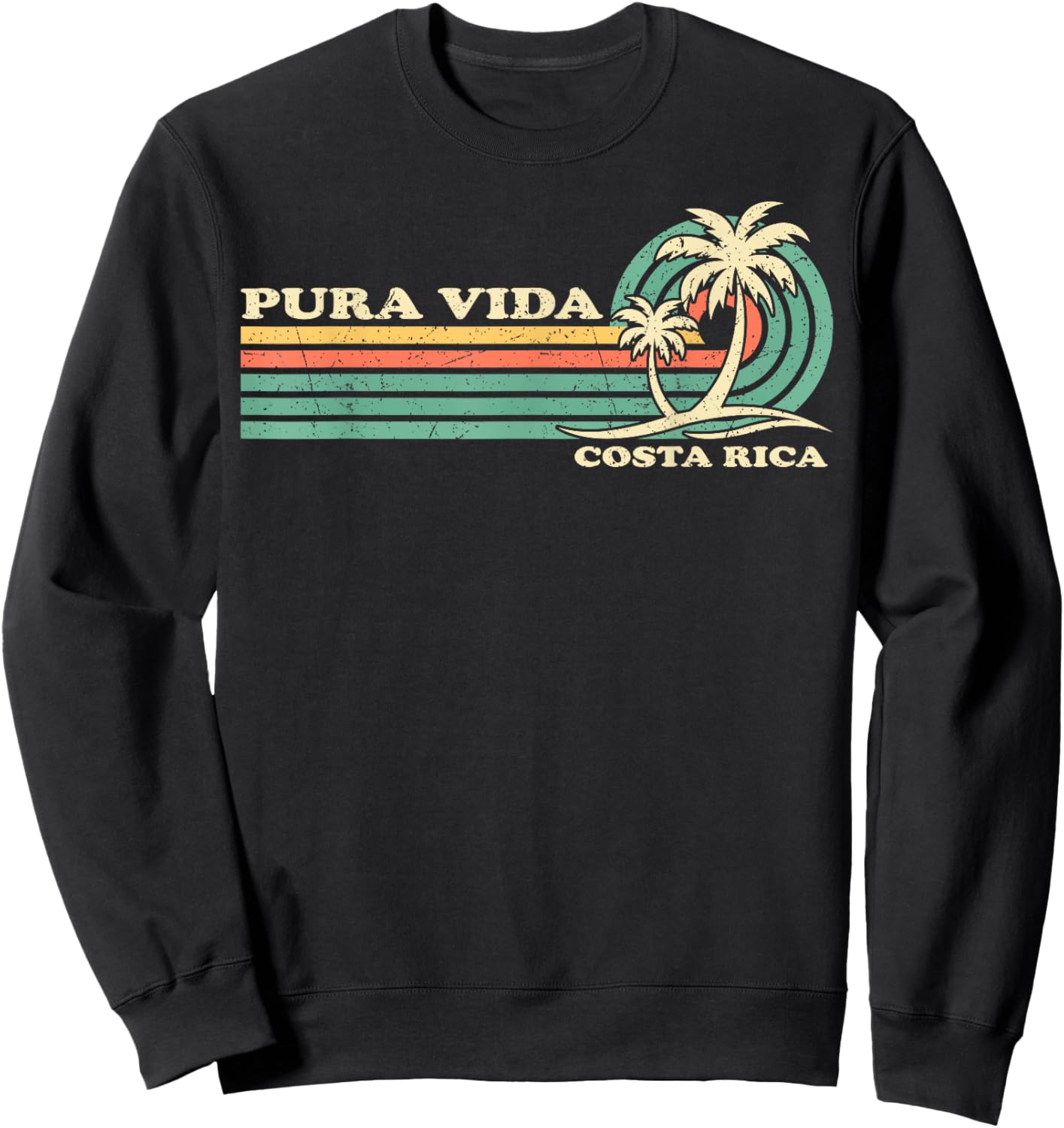 Pura Vida Beach Costa Rica Summer Vintage Family Vacation Sweatshirt - Sweatshirt | Black