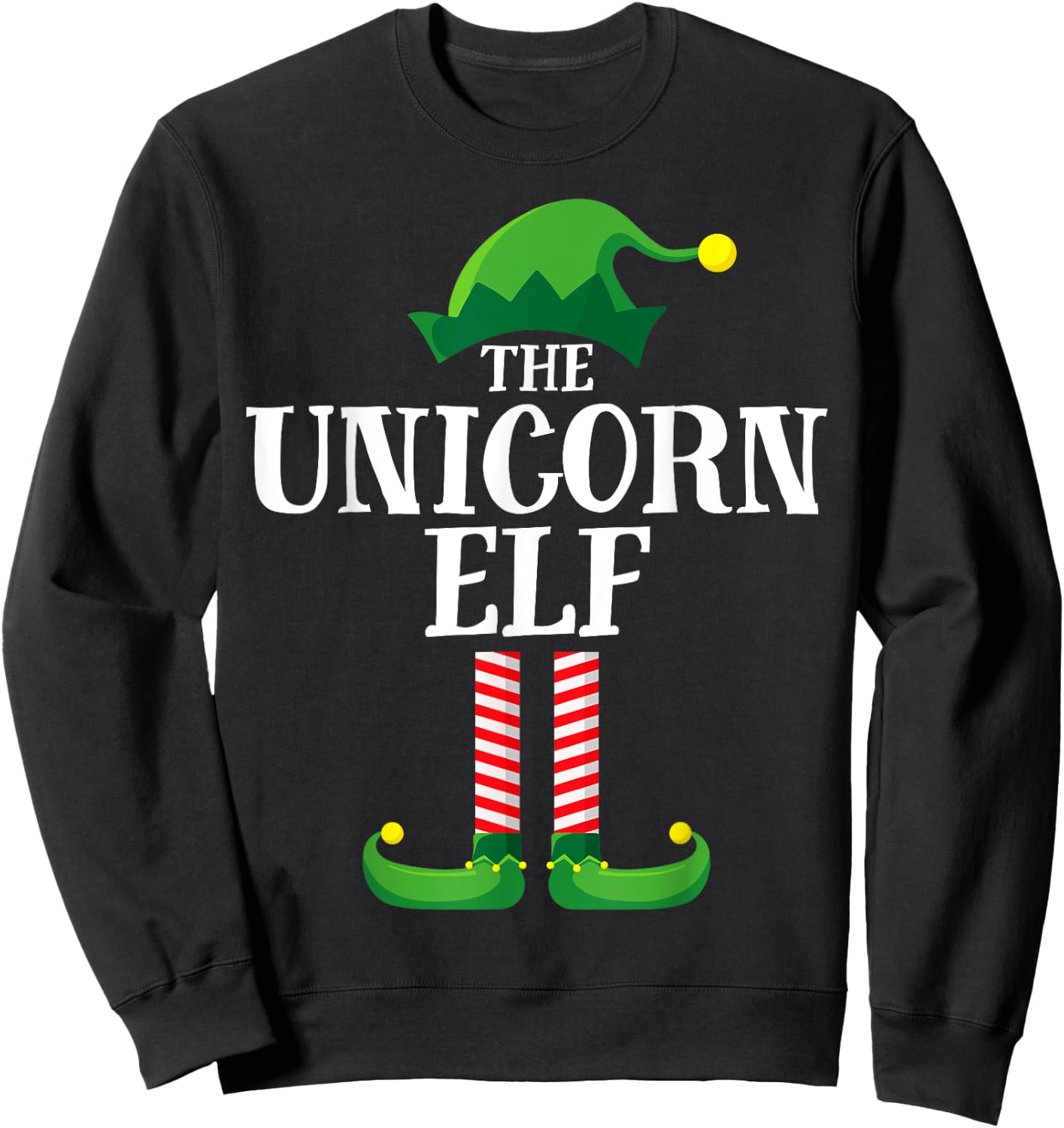 Unicorn Elf Matching Family Group Christmas Party Pyjamas Sweatshirt - Sweatshirt | Black