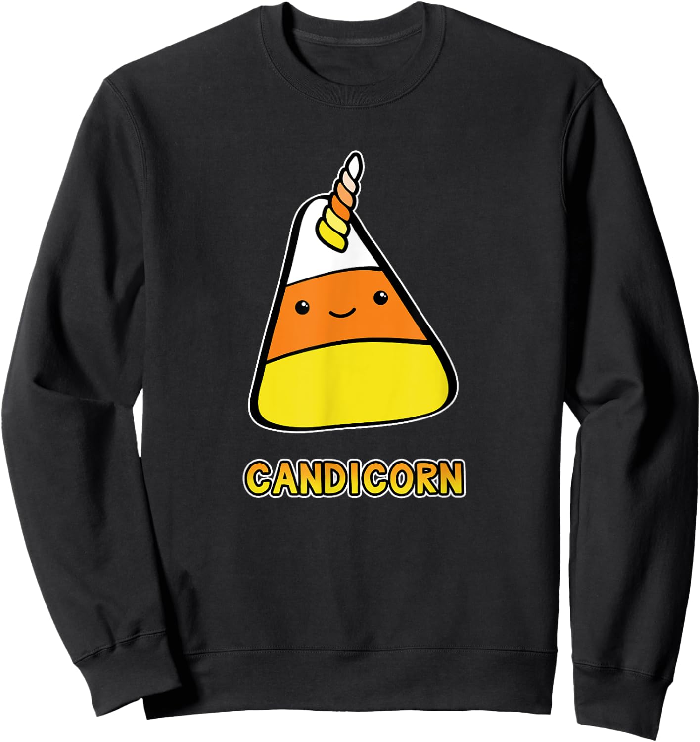 Candy Corn Kawaii Halloween Unicorn Pun Candicorn Sweatshirt - Sweatshirt | Black
