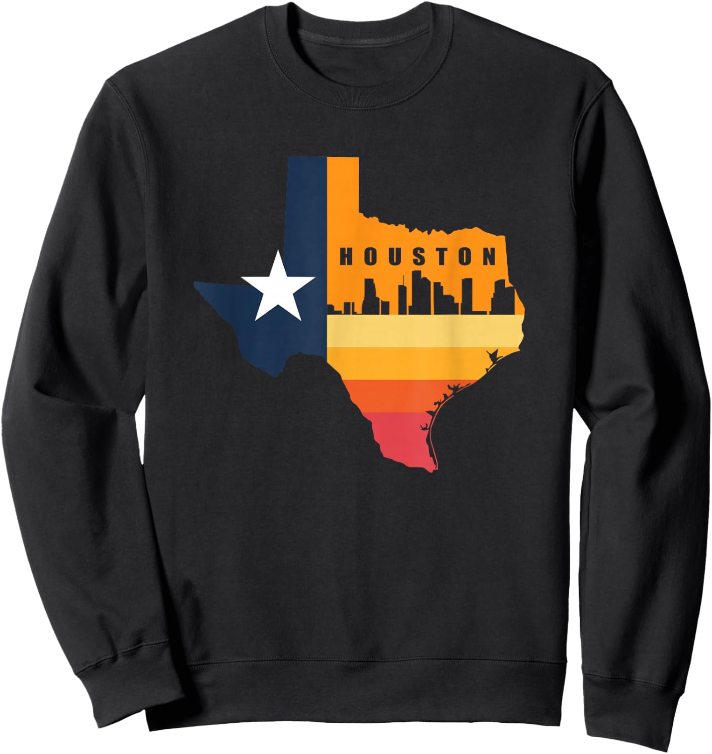 Houston City Texas Map for Patriotic Texan Sweatshirt - Sweatshirt | Black
