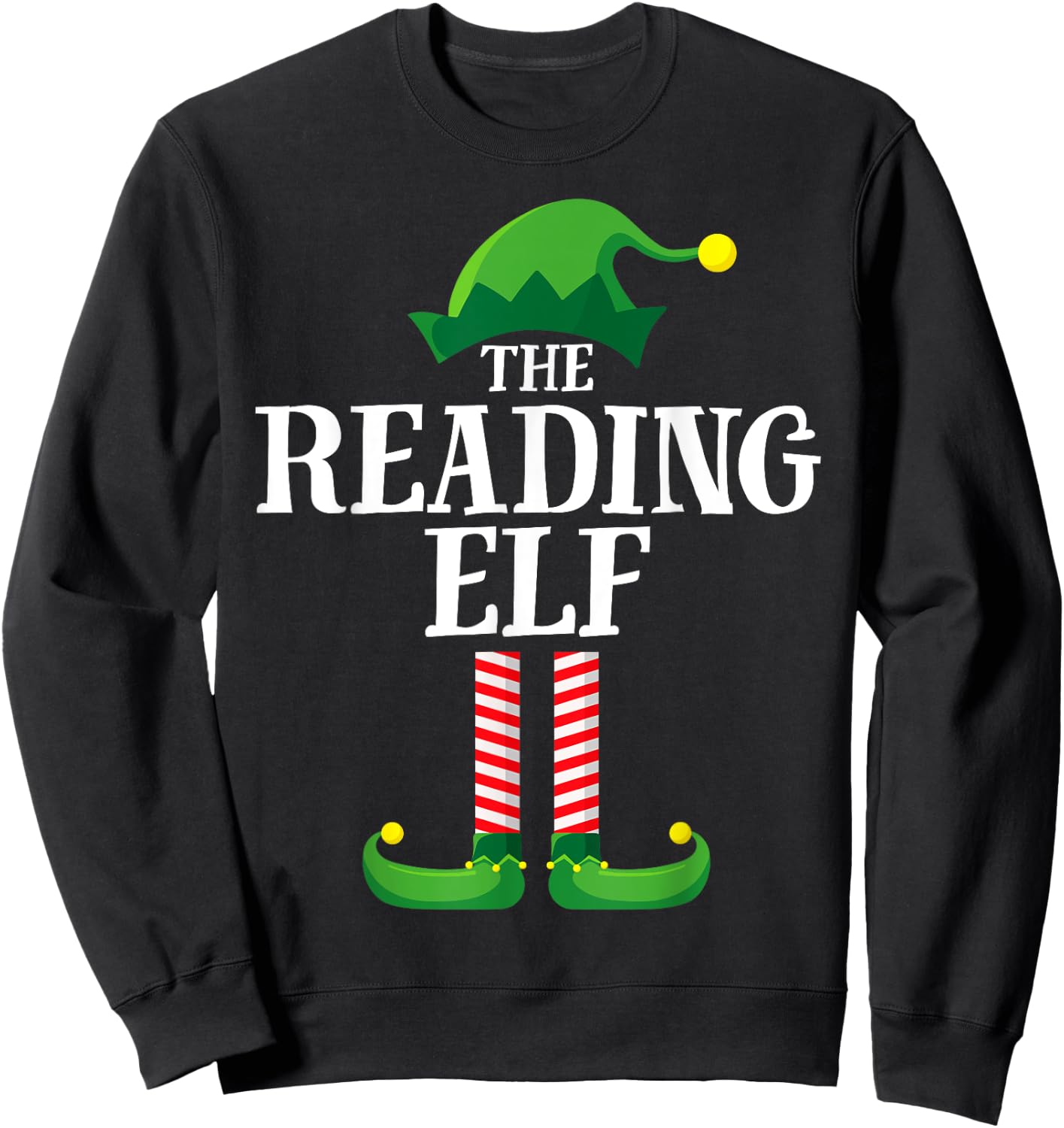 Reading Elf Matching Family Group Christmas Party Pyjamas Sweatshirt - Sweatshirt | Black