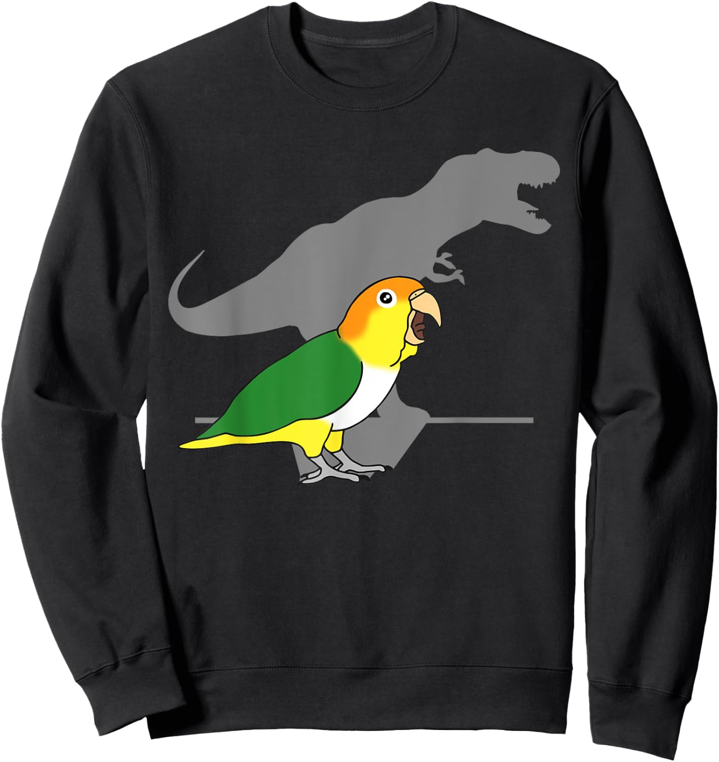 White bellied caique T-rex, birb memes, dinosaur parrot Sweatshirt - Sweatshirt | Black
