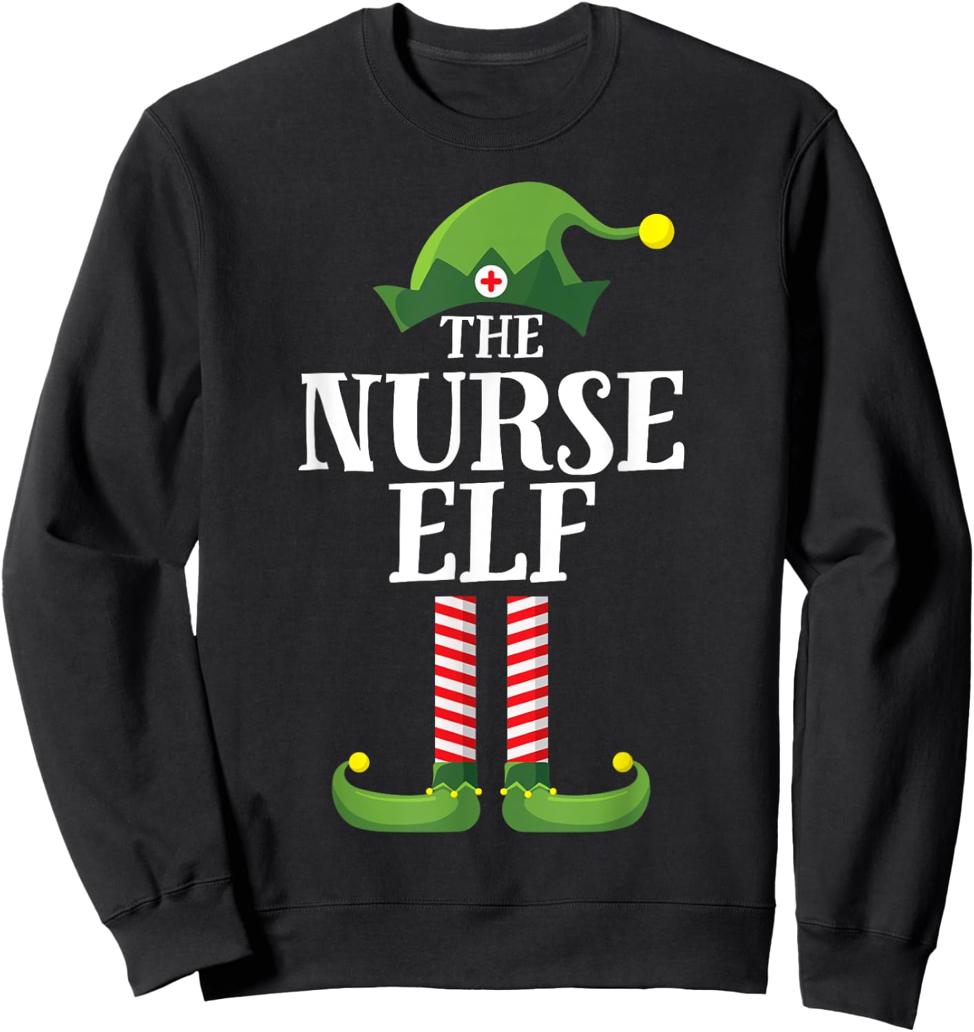 Nurse Elf Matching Family Group Christmas Party Pyjamas Sweatshirt - Sweatshirt | Black