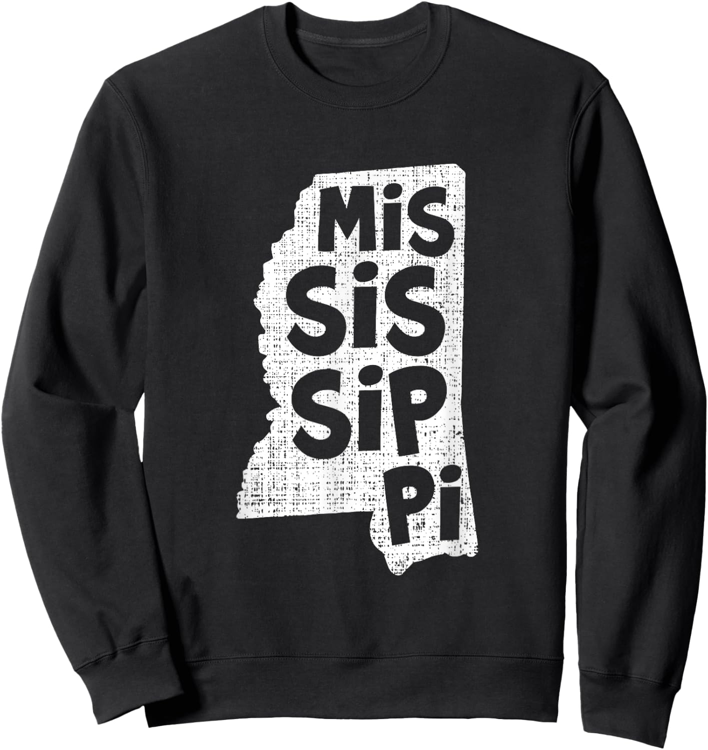 Mississippi State Lines Map Souvenir Gift Sweatshirt - Sweatshirt | Black